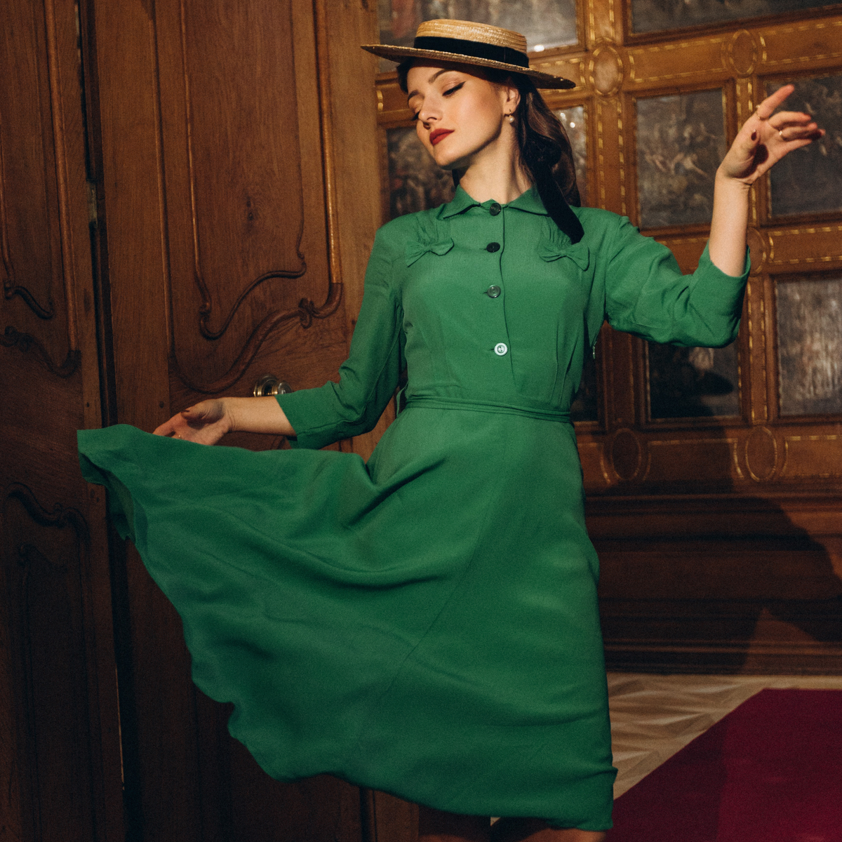 Polly CC41 Dress in Apple Green