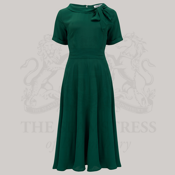 Cindy Dress Hampton Green | Vintage 1940s Style Short Sleeve Dress