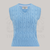 1940s style cable knitted slipover/vest in light blue with a v-neck neckline.