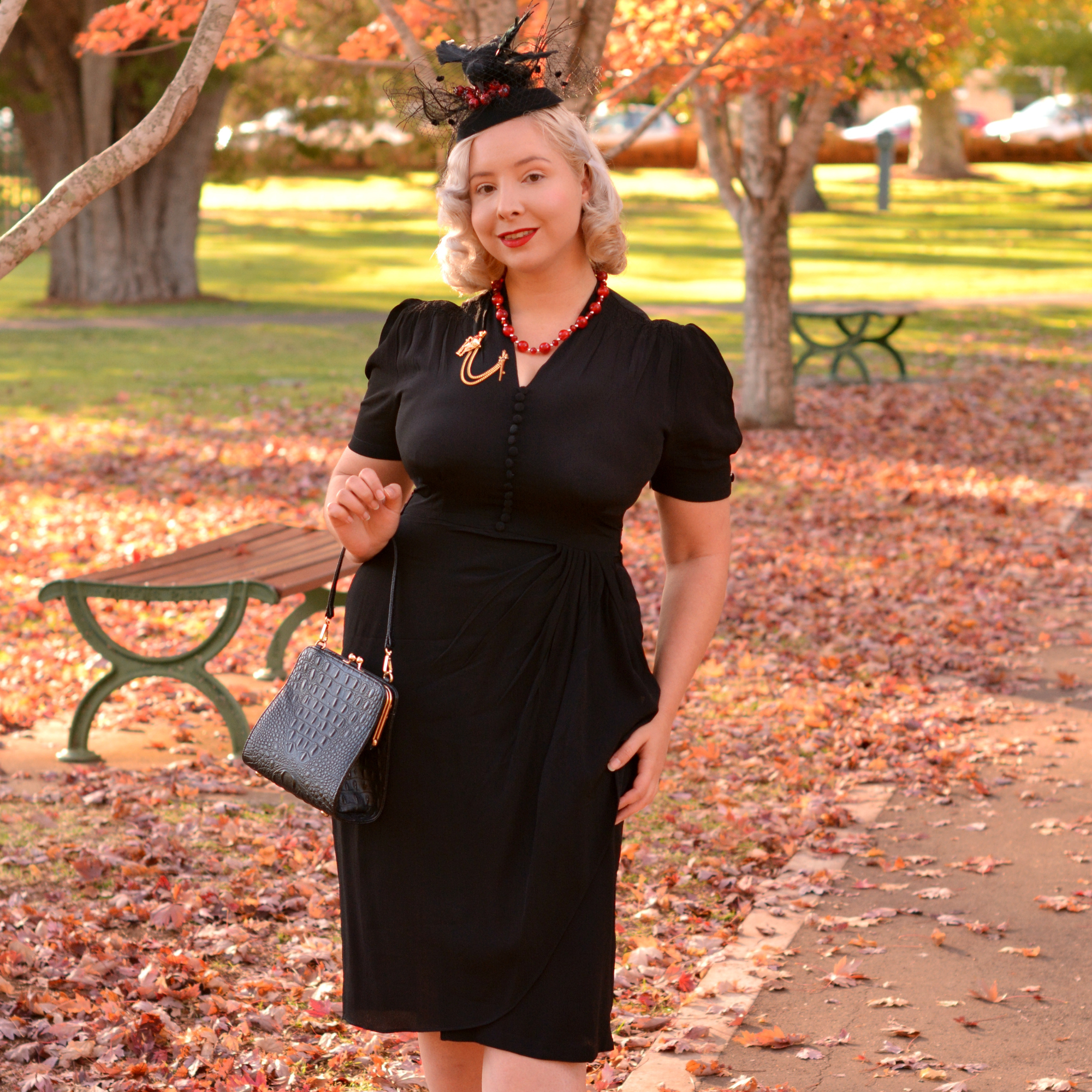 Mabel Waterfall Dress in Liquorice Black
