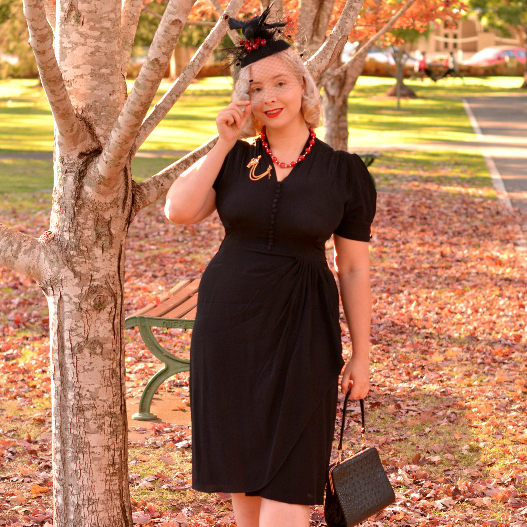 Mabel Waterfall Dress in Liquorice Black