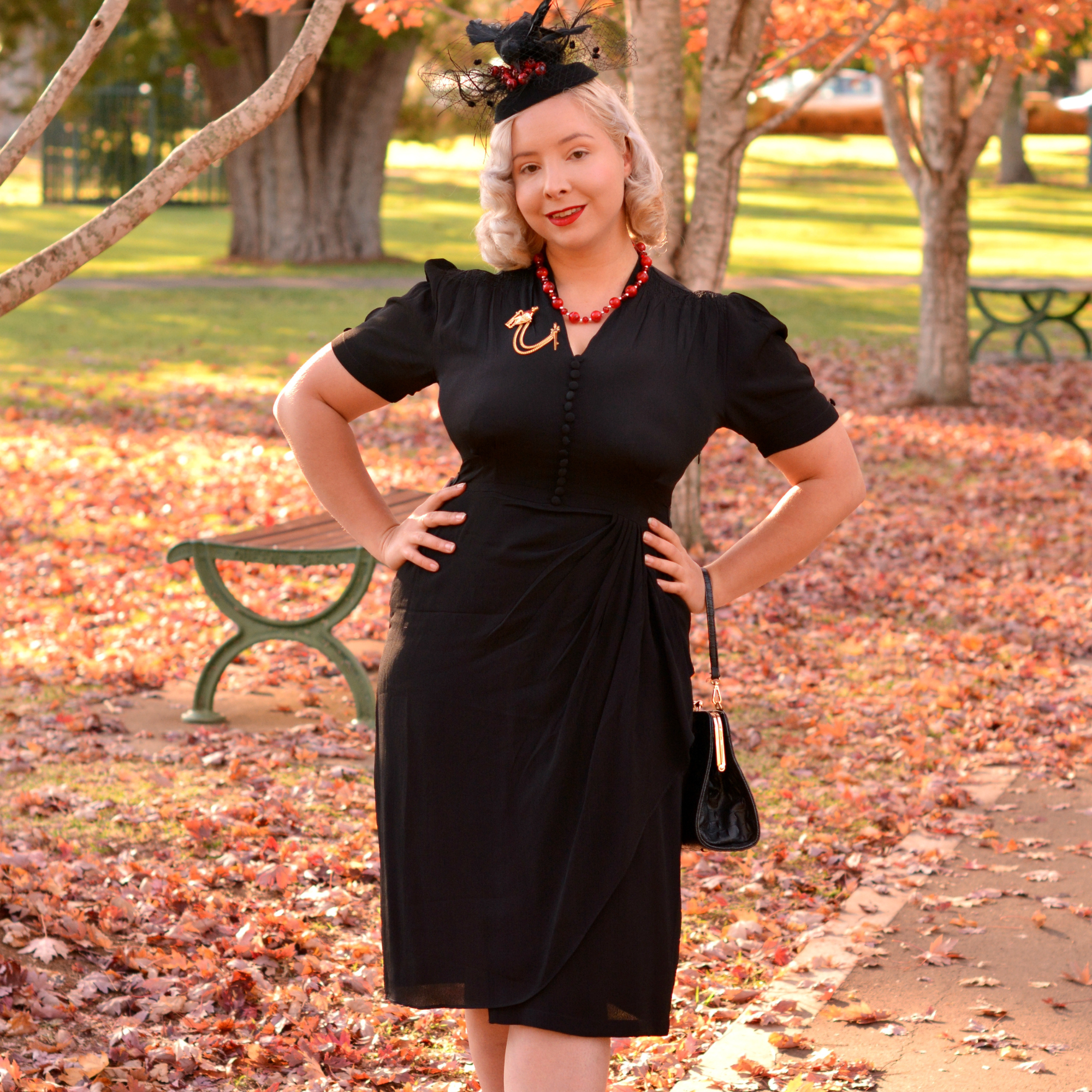 Mabel Waterfall Dress in Liquorice Black
