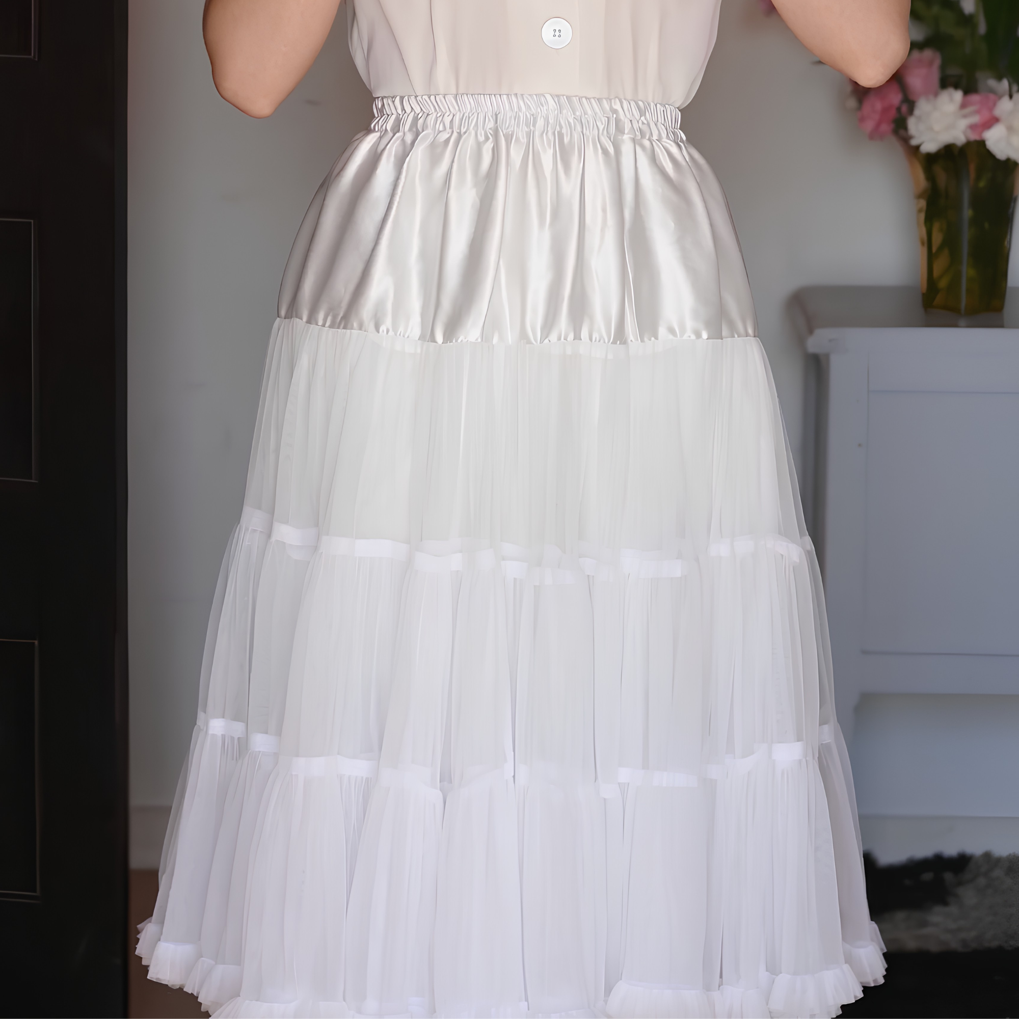 White petticoat with a blurred background