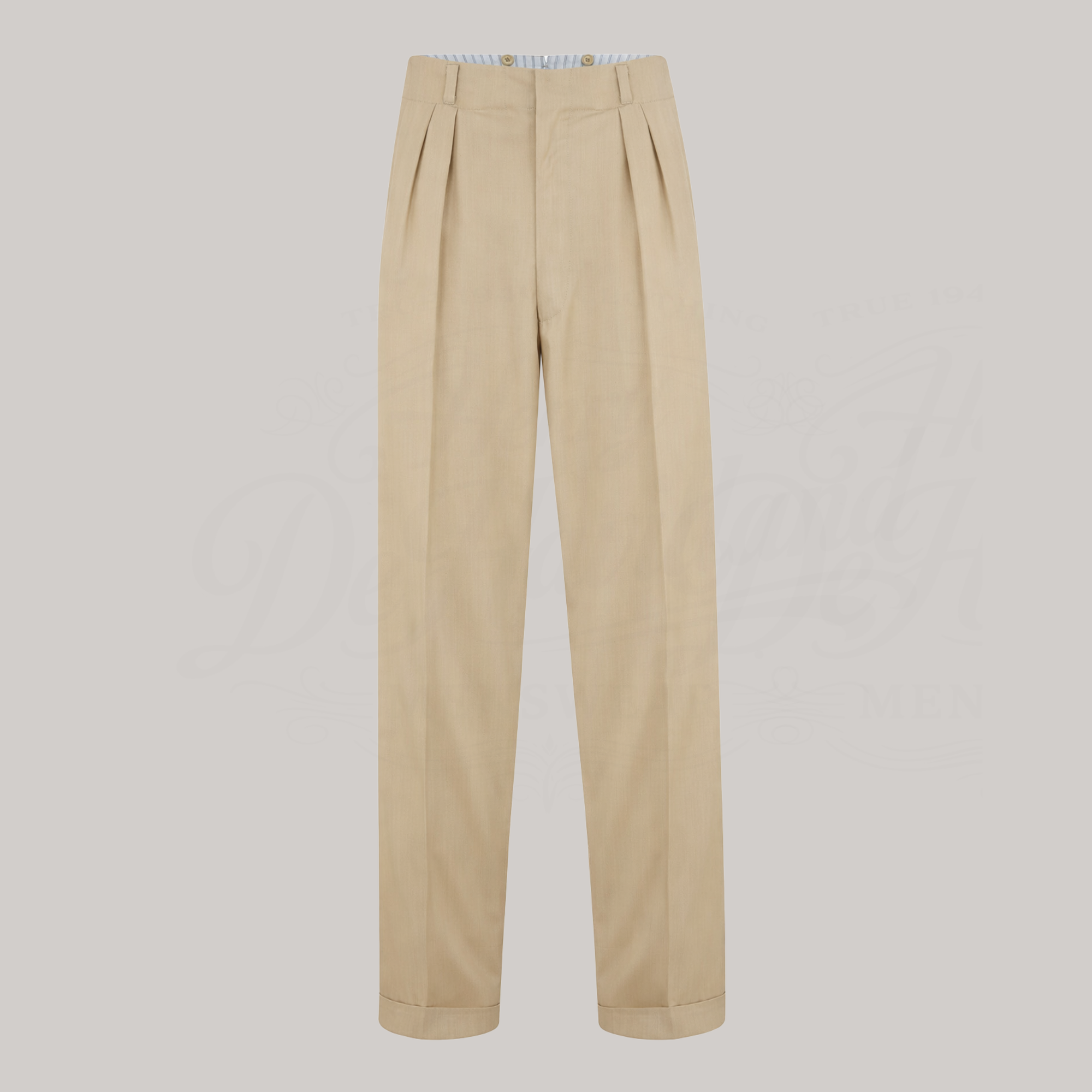 Men's 1950s Trousers in Stone