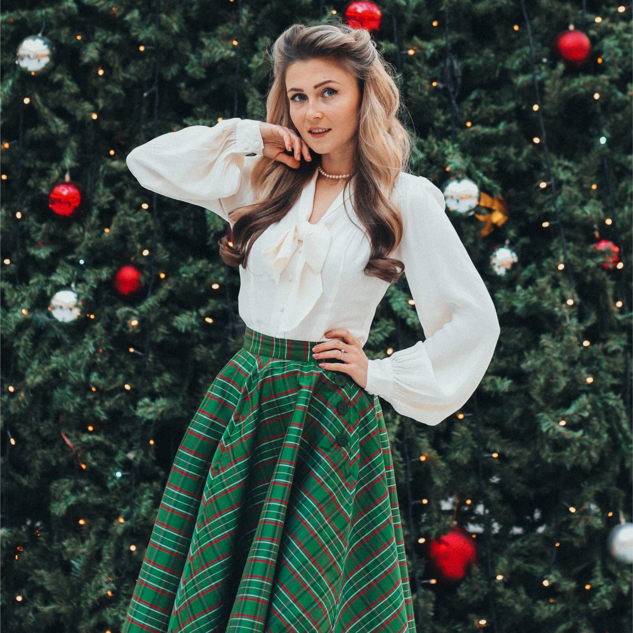 Christmas plaid 2024 taffeta skirt