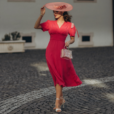 Dolores Dress Raspberry | 1940s Vintage Style Tea Dress - The ...