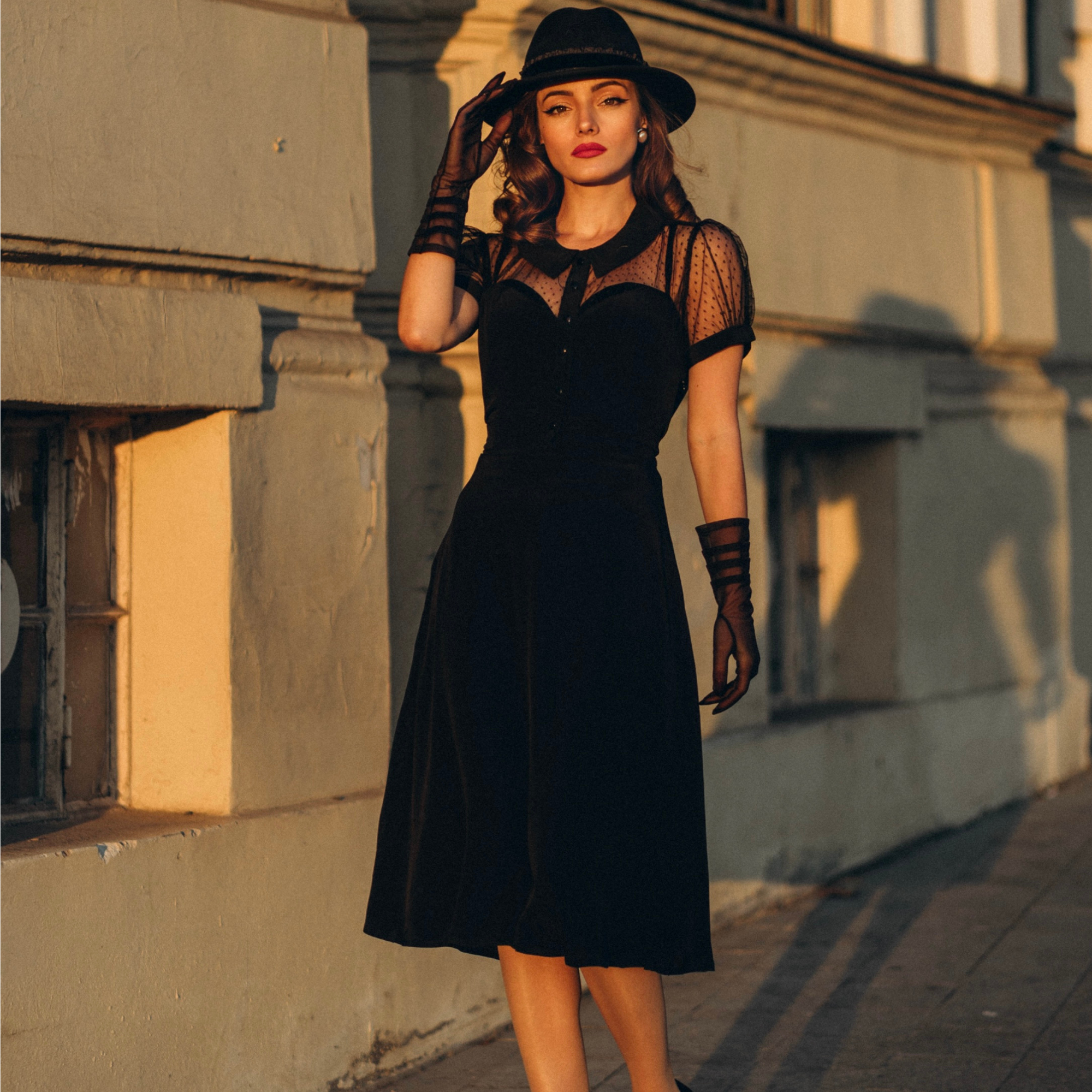 Florance Dress in Liquorice Black | Women's 1940s Vintage Style Dress - The Seamstress of Bloomsbury Florance Dress in Liquorice Black | Women's 1940s Vintage Style Dress - The Seamstress of Bloomsbury