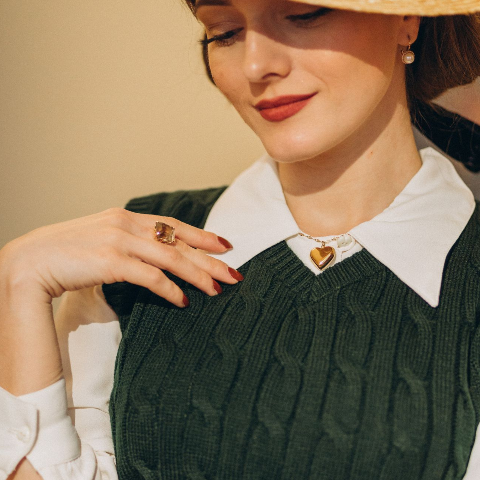 Cable Knit Slipover in Green