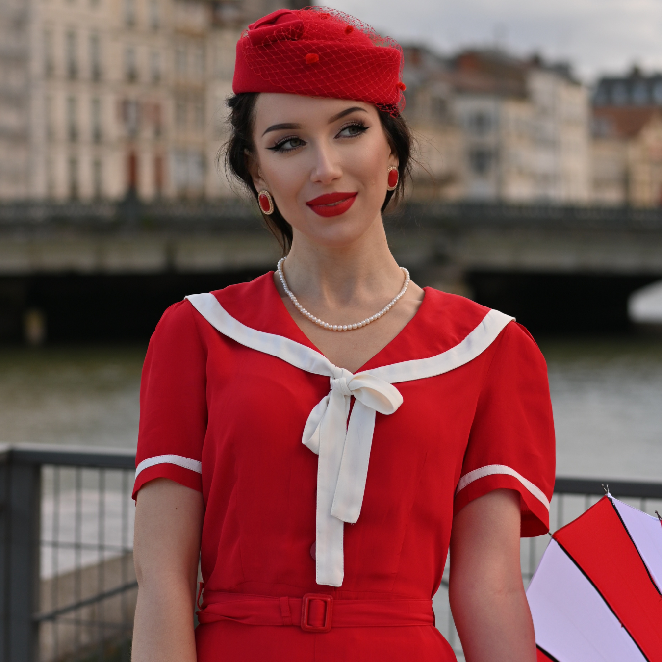 Patti Sailor Dress in Lipstick Red