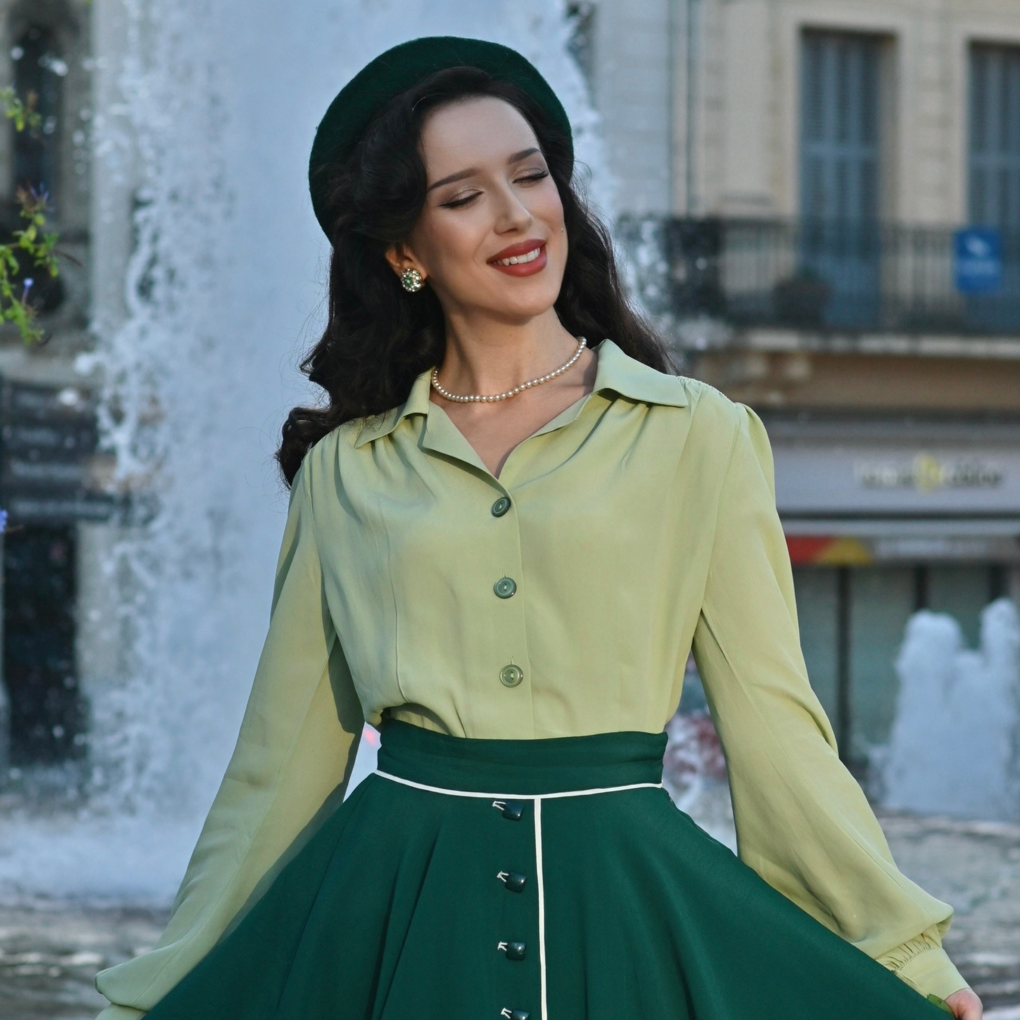 Poppy Blouse in Pistachio