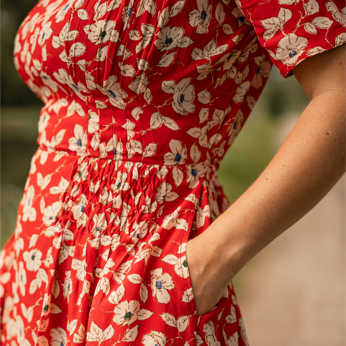 Daisy Dress in Red Pansy