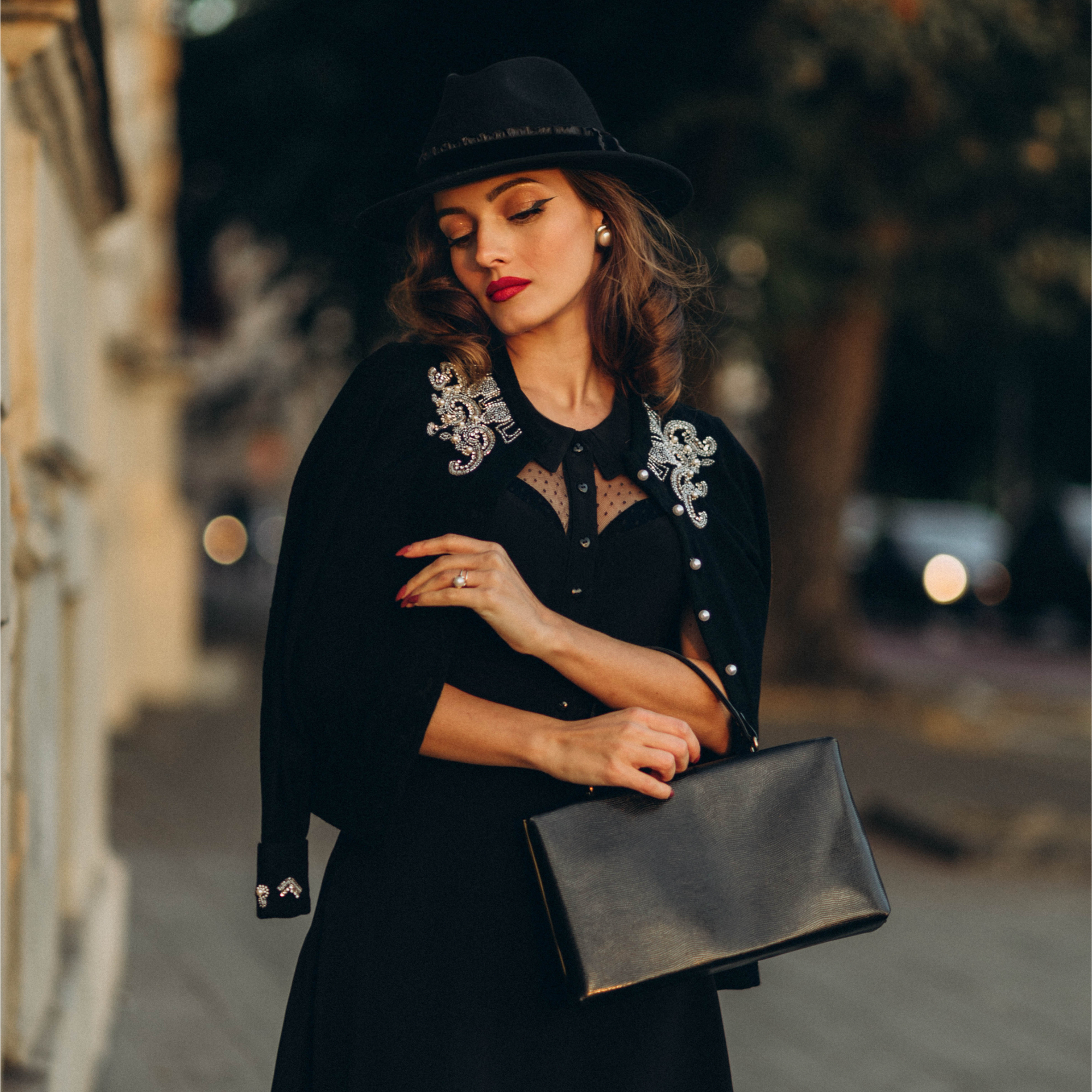 Hand Beaded Cardigan in Black