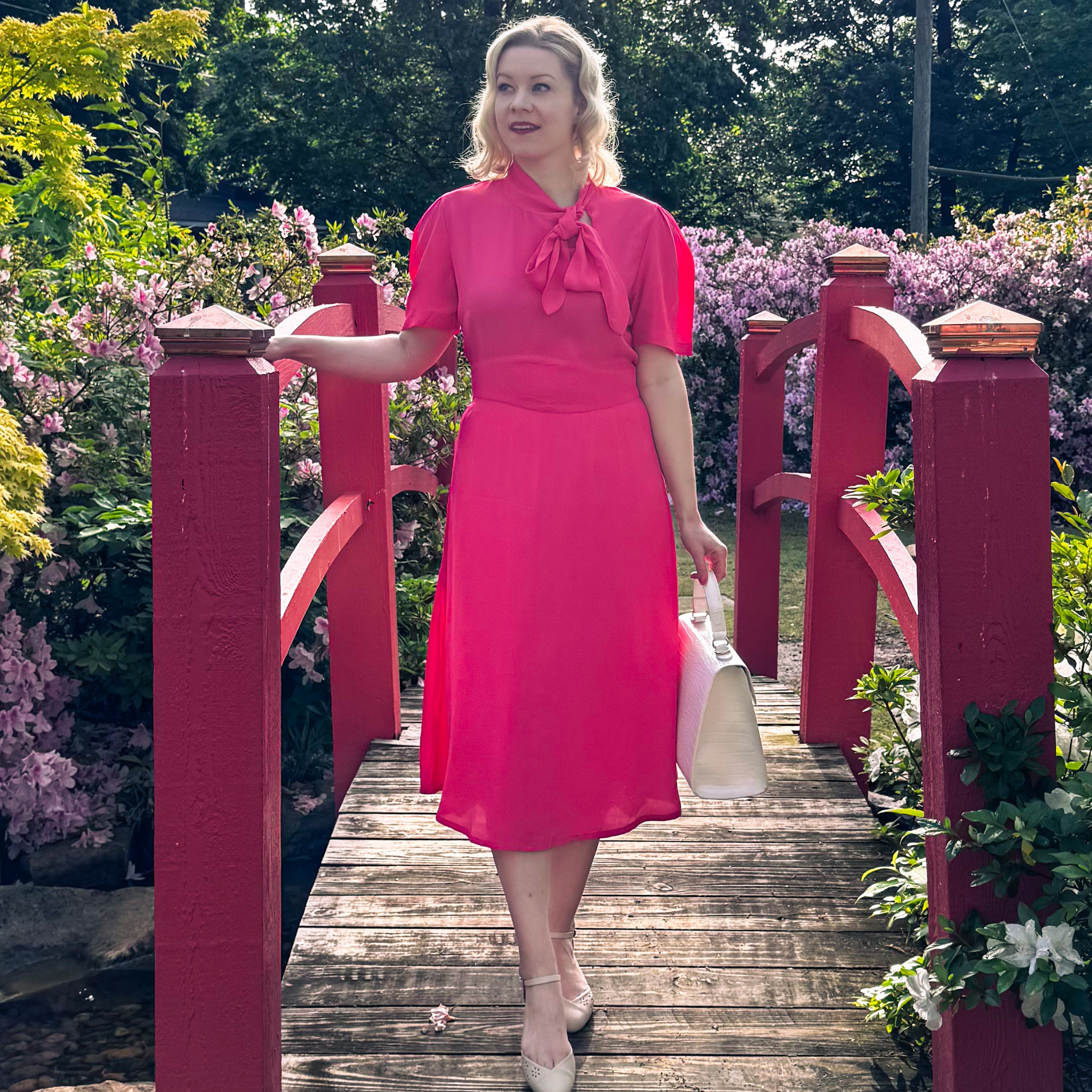 Short Raspberry Colored Dress Kathy Dress in Raspberry | Authentic 1940s Vintage Style Dress - The ...