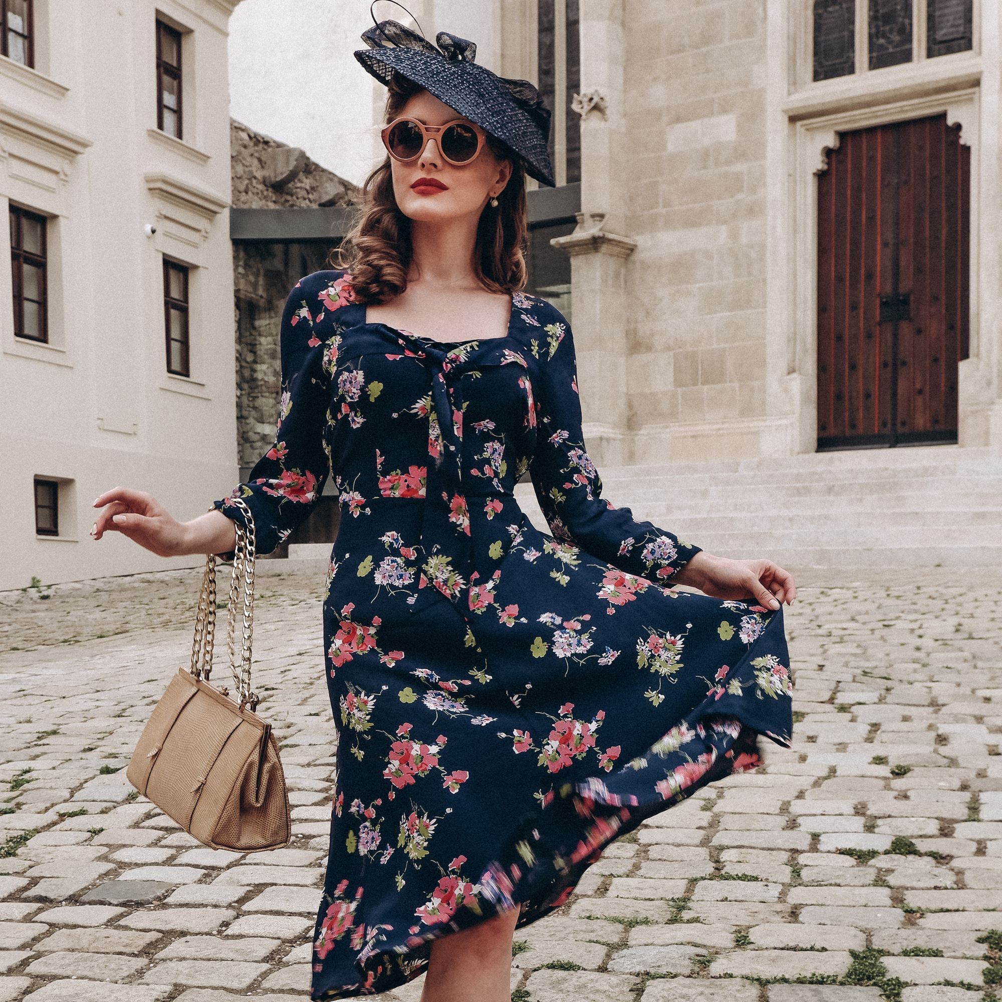 Joyce Dress in Navy Mayflower