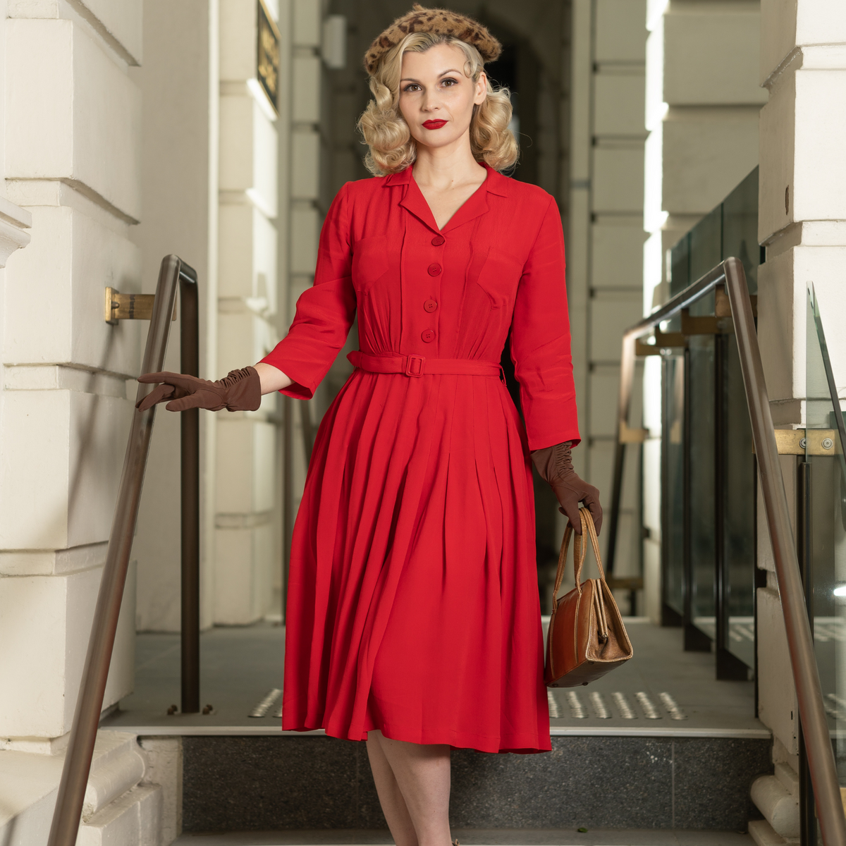 Lucille Shirtwaister Dress in Lipstick Red