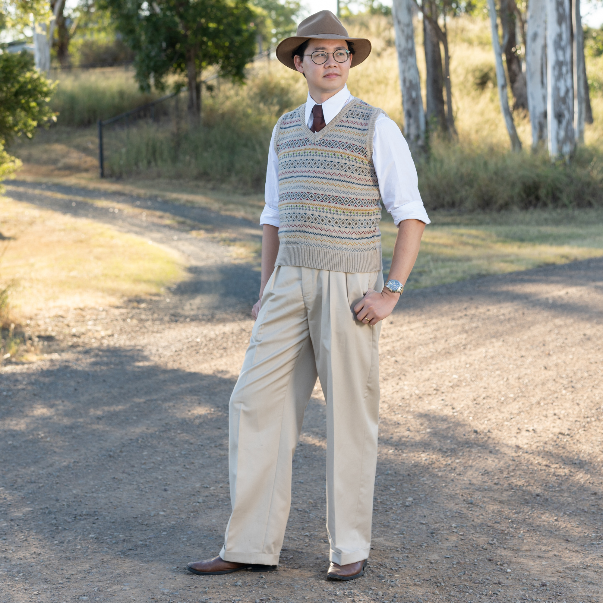 Men's 1940s Trousers in Stone