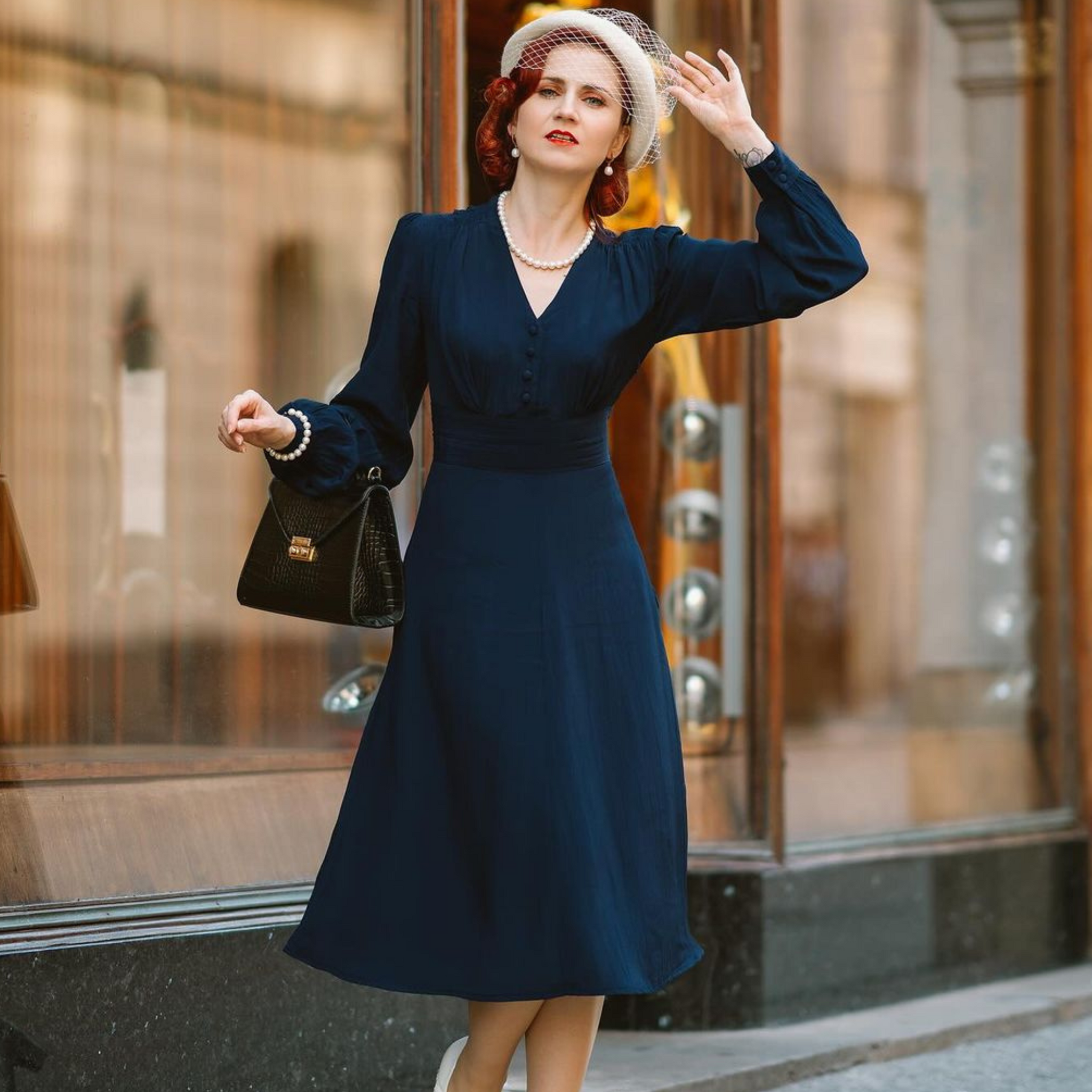 Ava Dress in French Navy
