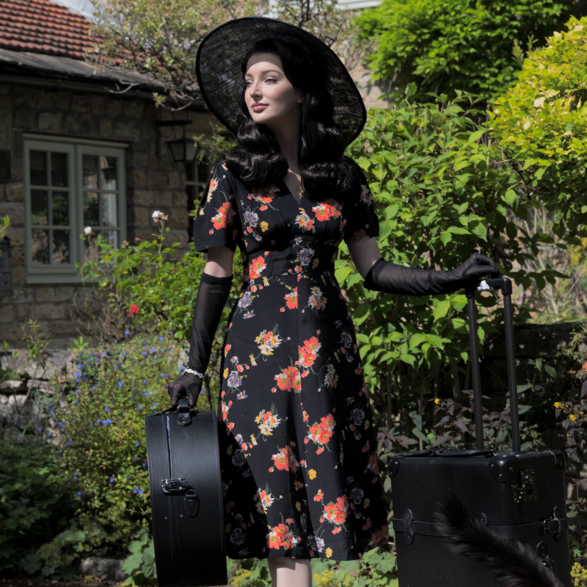 Dolores Dress in Black Mayflower