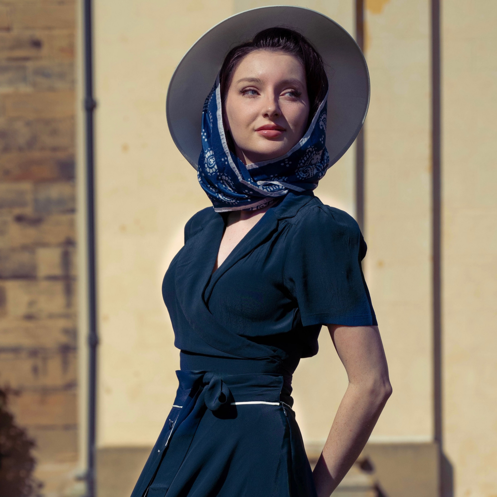 Greta Wrap Blouse in French Navy