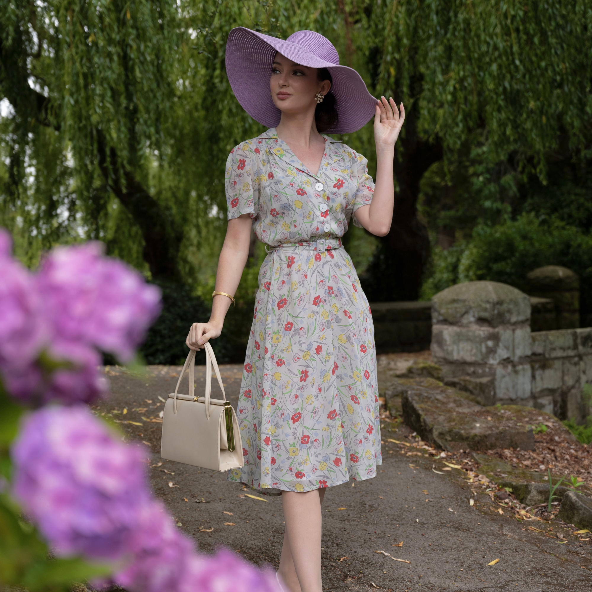 Lisa Dress in Georgette Poppy Print