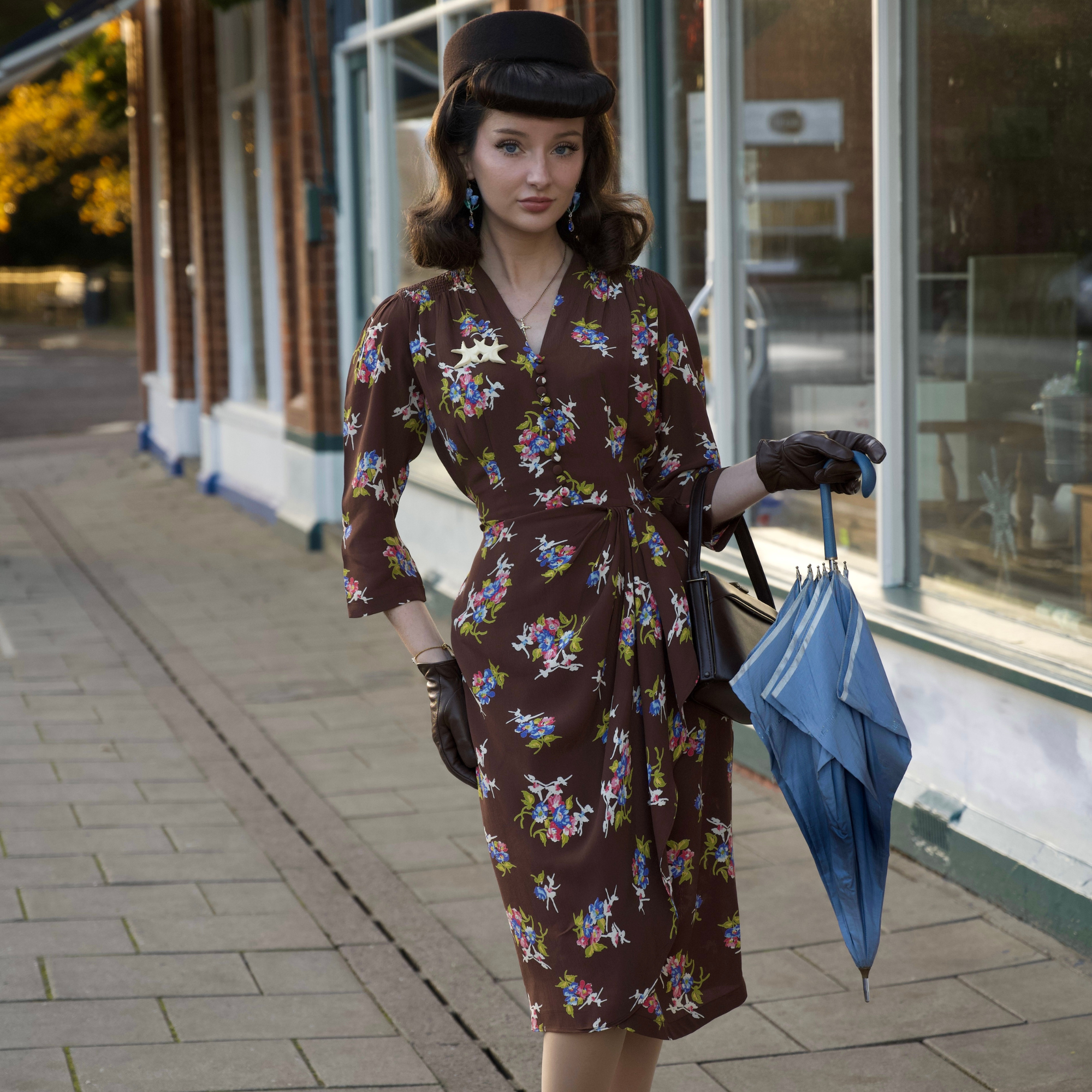 vintage waterfall dress Mabel in Wildflower | 1940s Style Dress length dress from Alie Street is made from a resilient fabric Reclaimed Vintage floral corset waterfall
