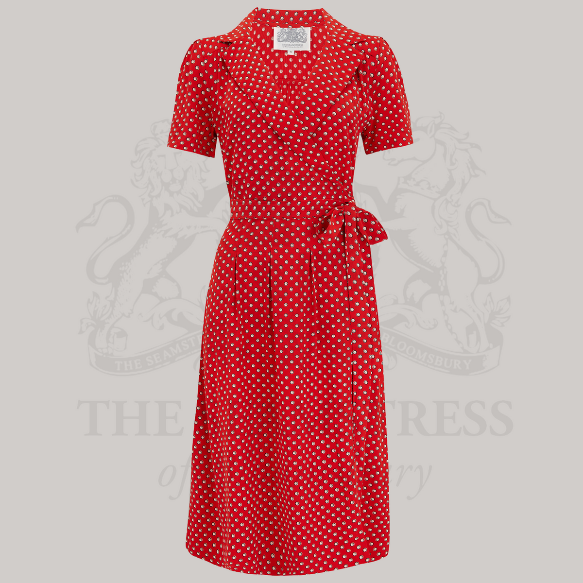 Peggy Wrap Dress in Red Ditzy Dot