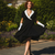 Peggy Wrap Dress in Black and Ivory