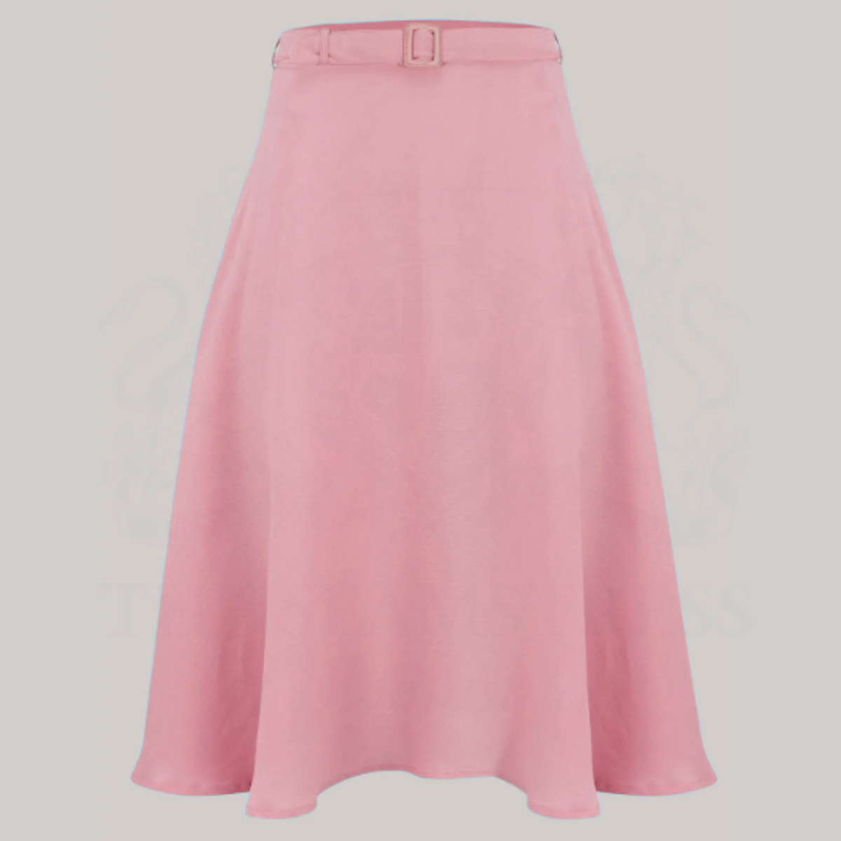 A 1940s-style swing dancing skirt in pale pink. Skirt comes with a self-coloured waist belt. 