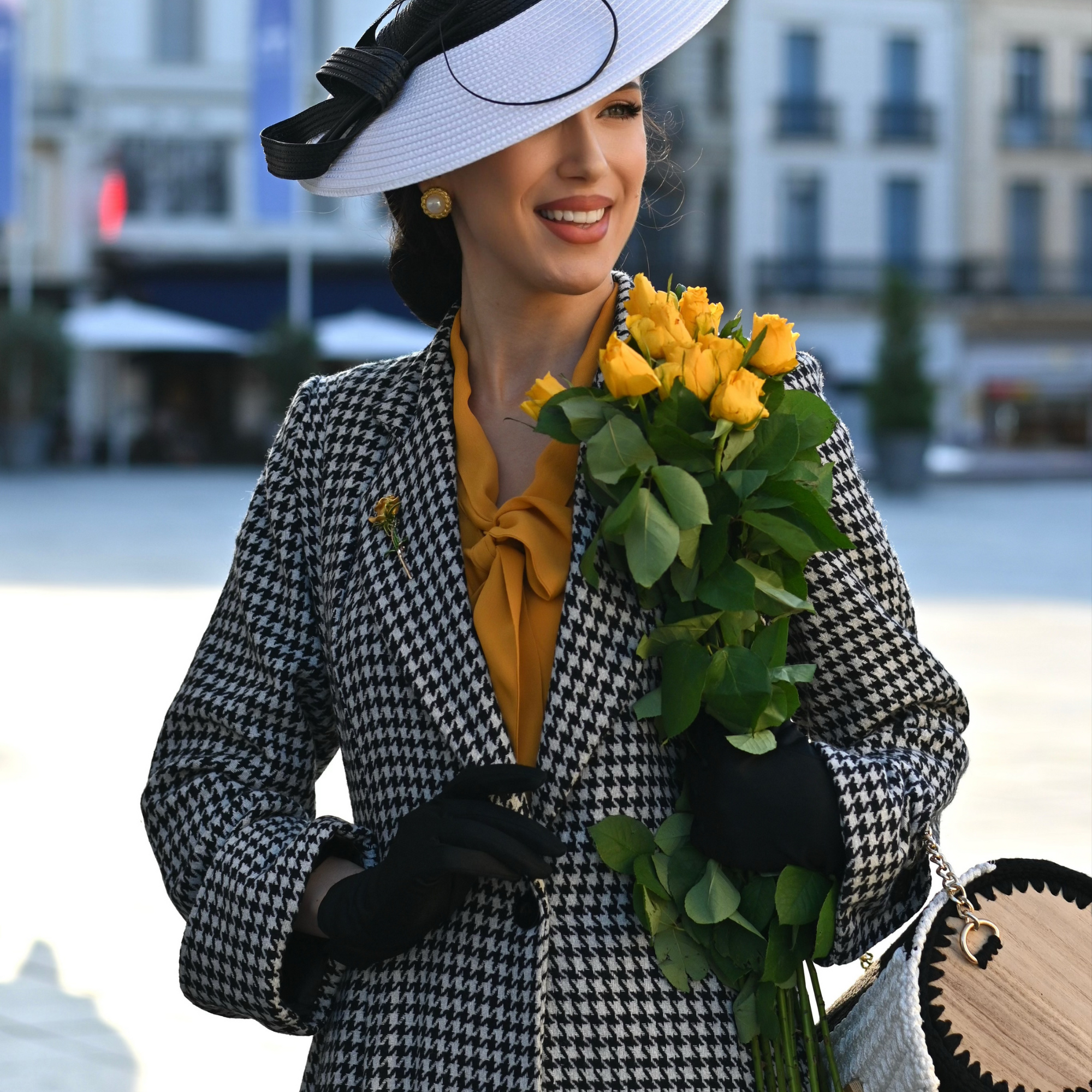 Elizabeth Coat in Black Houndstooth