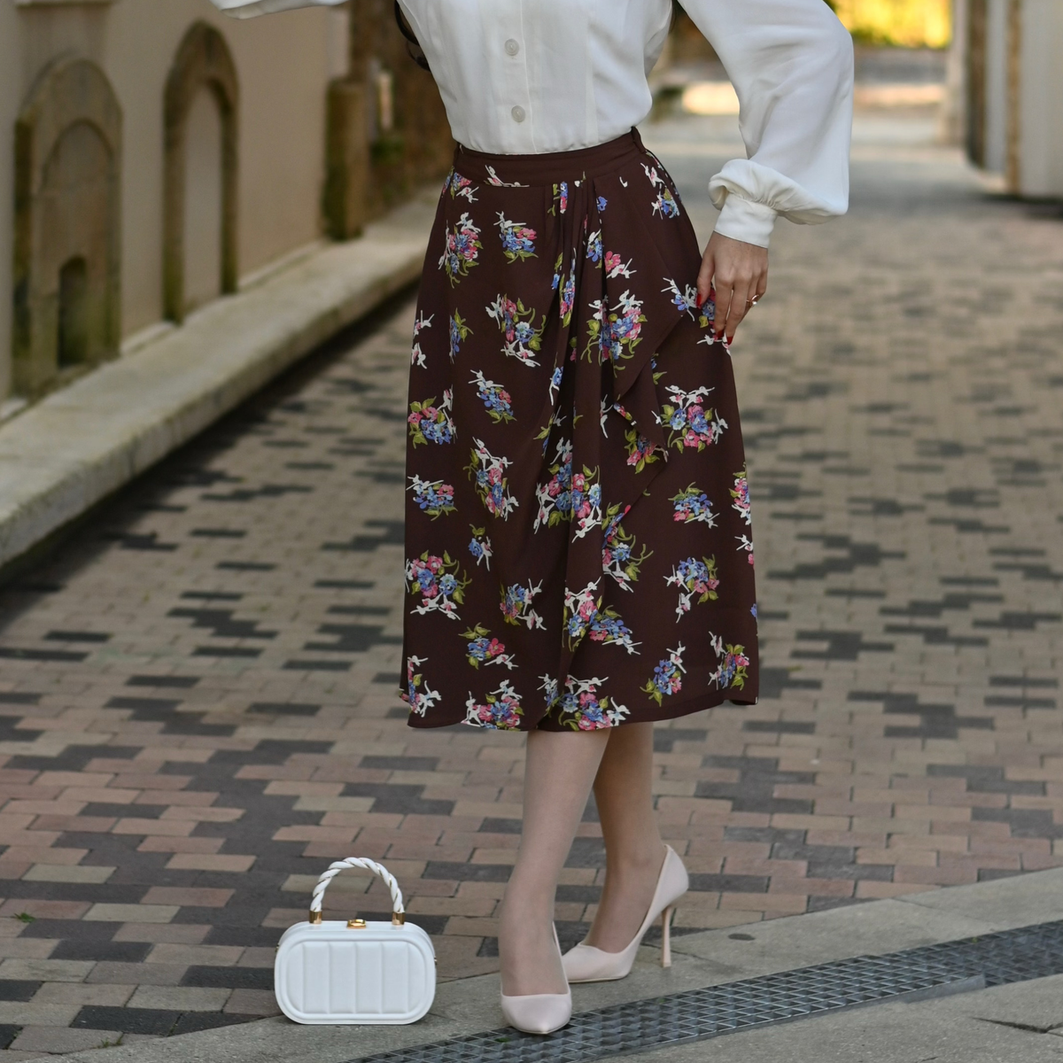 Deanna Skirt in Brown Floral Dancer