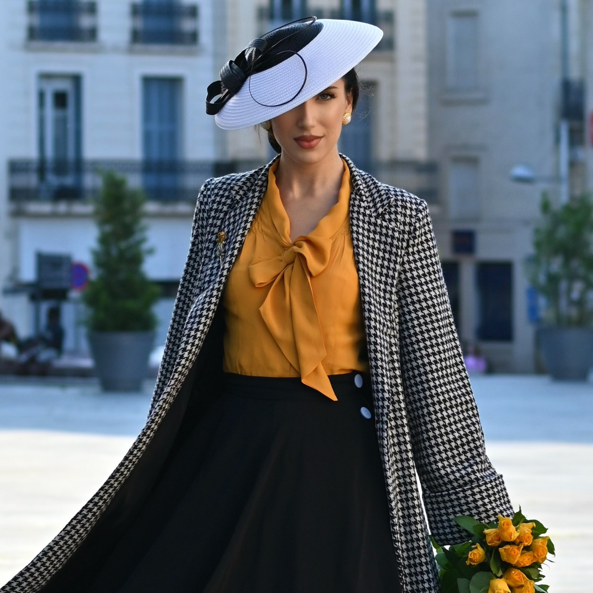 Eva Pussy Bow Blouse Short Sleeve in Mustard