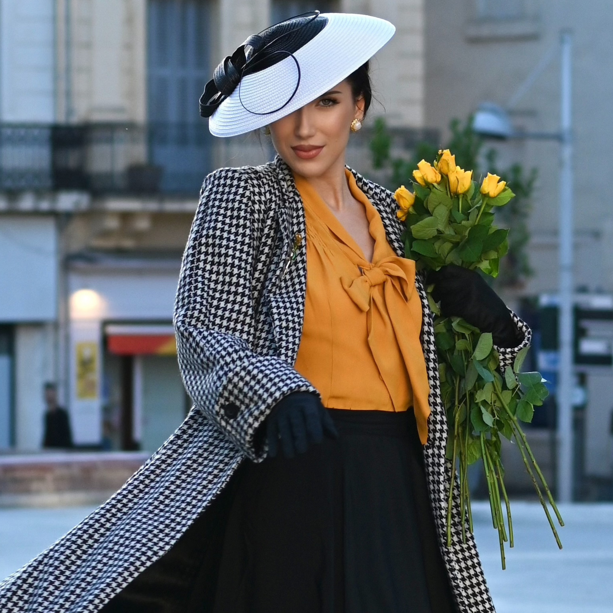Eva Pussy Bow Blouse Short Sleeve in Mustard
