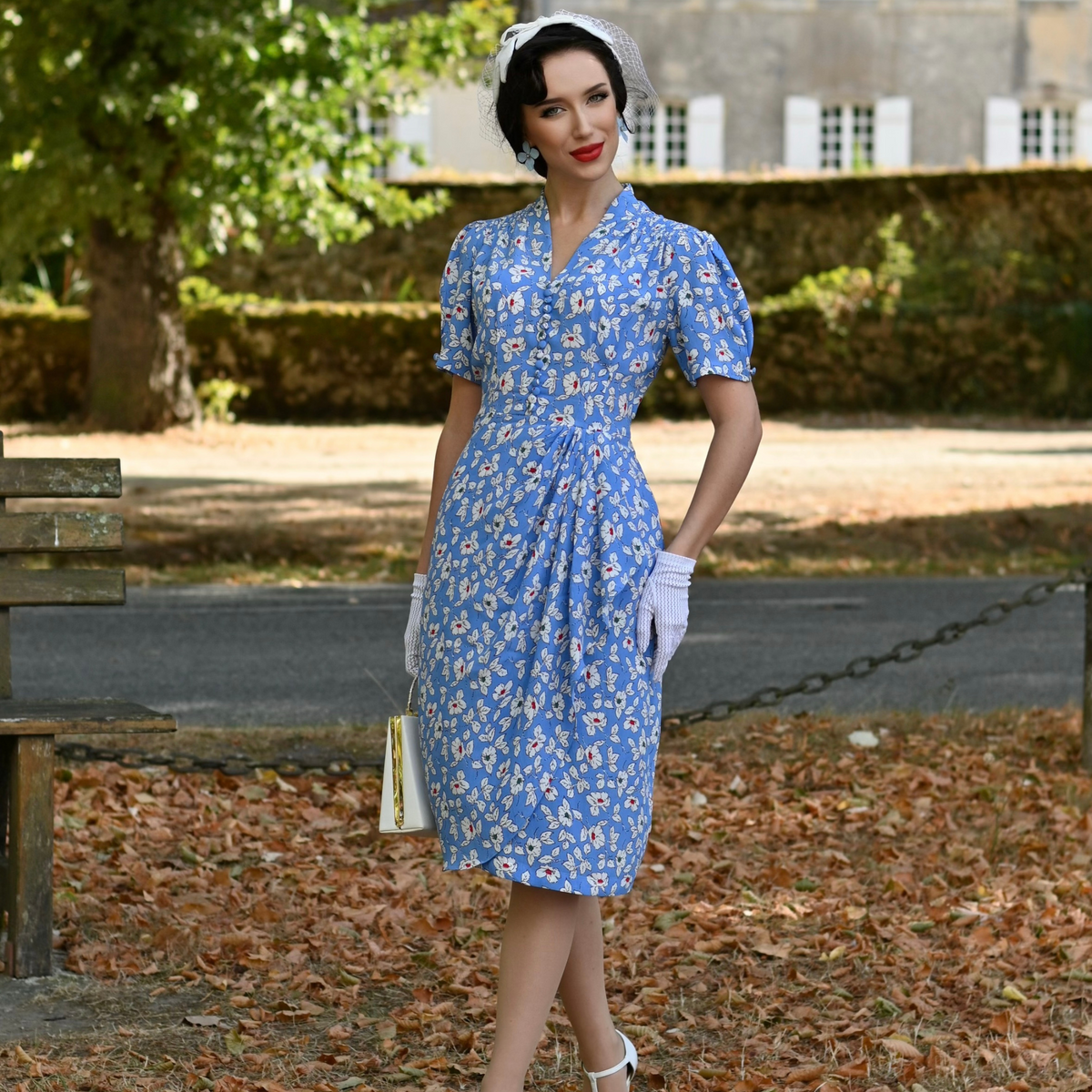 Mabel Waterfall Dress in Palace Pansy