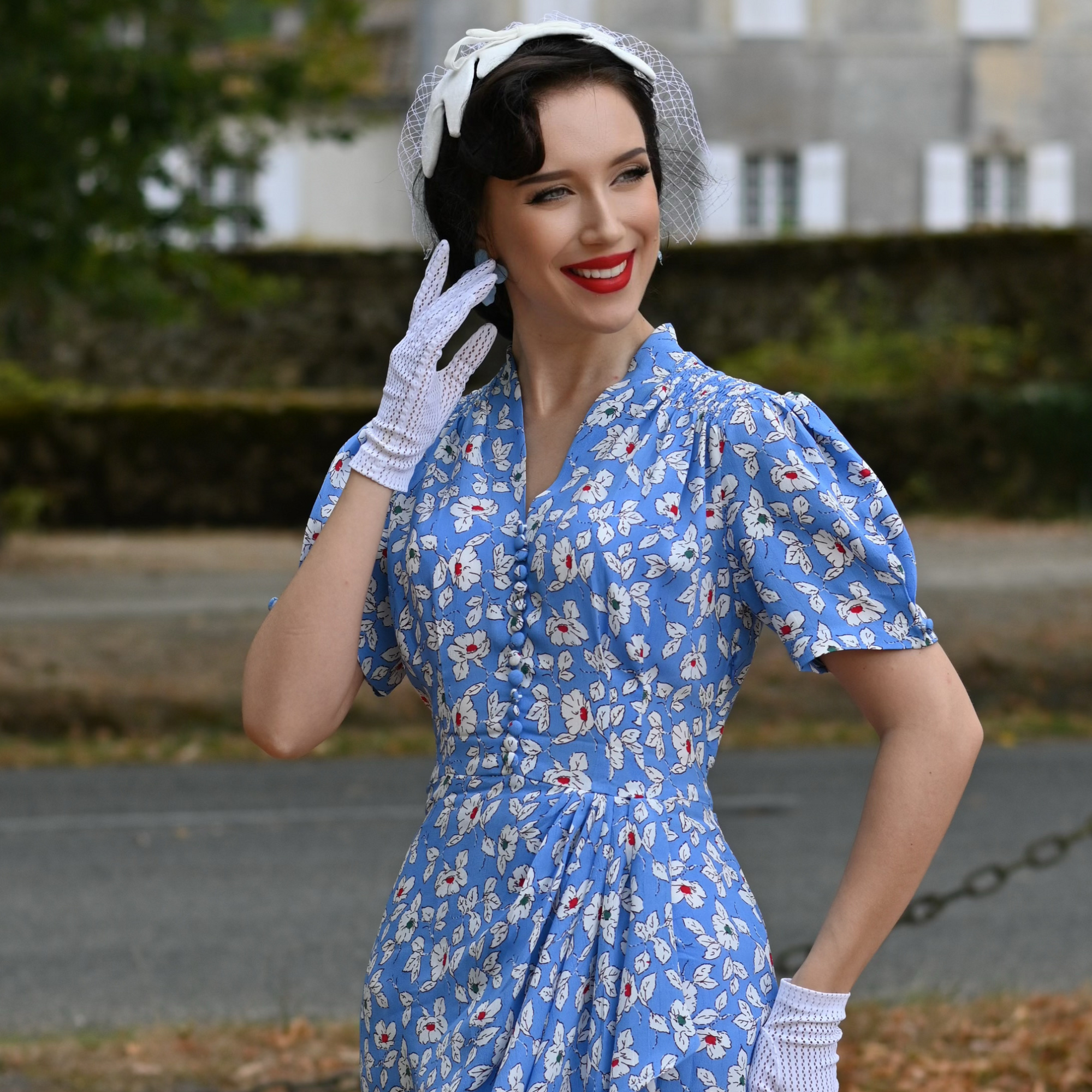 Mabel Waterfall Dress in Palace Pansy