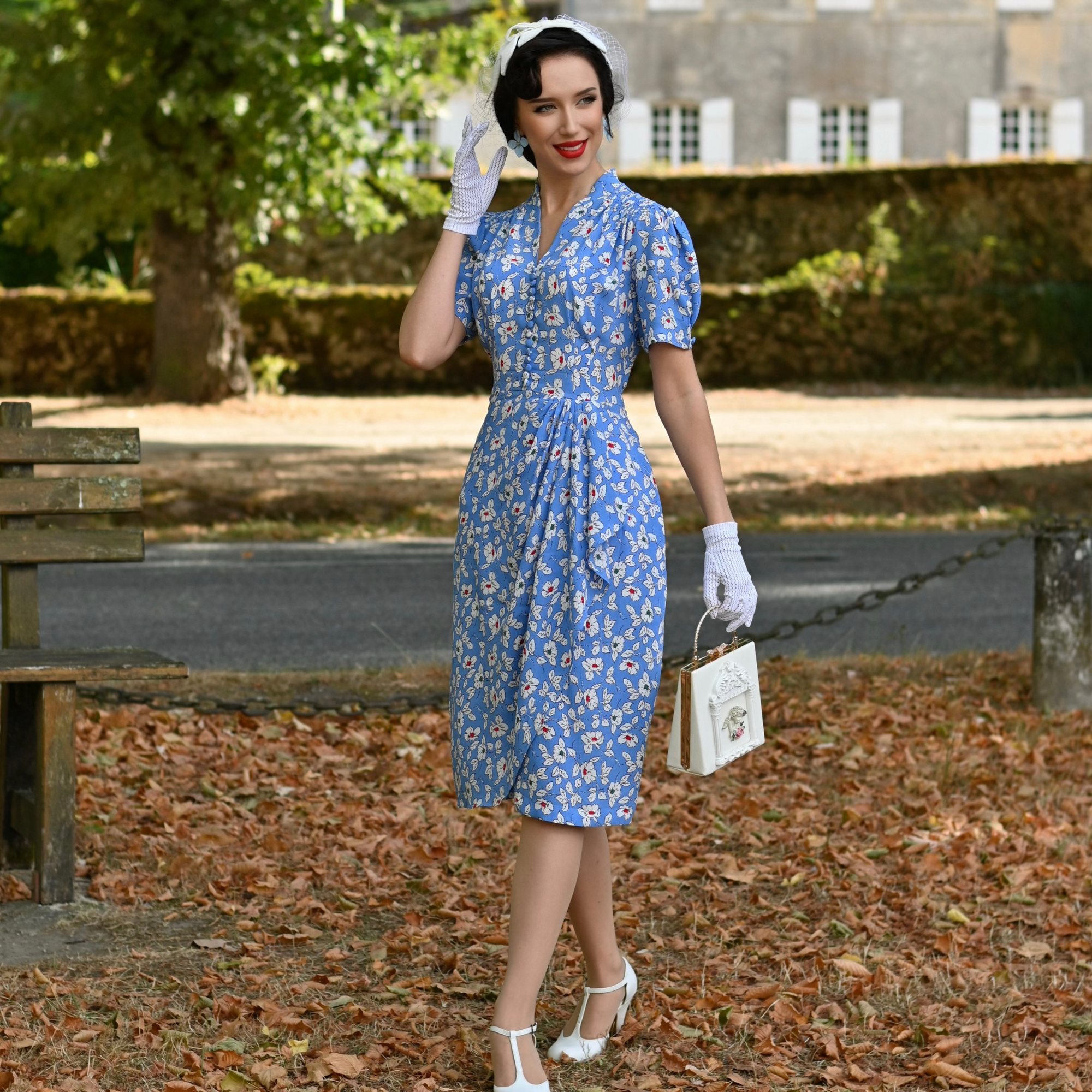 Mabel Waterfall Dress in Palace Pansy