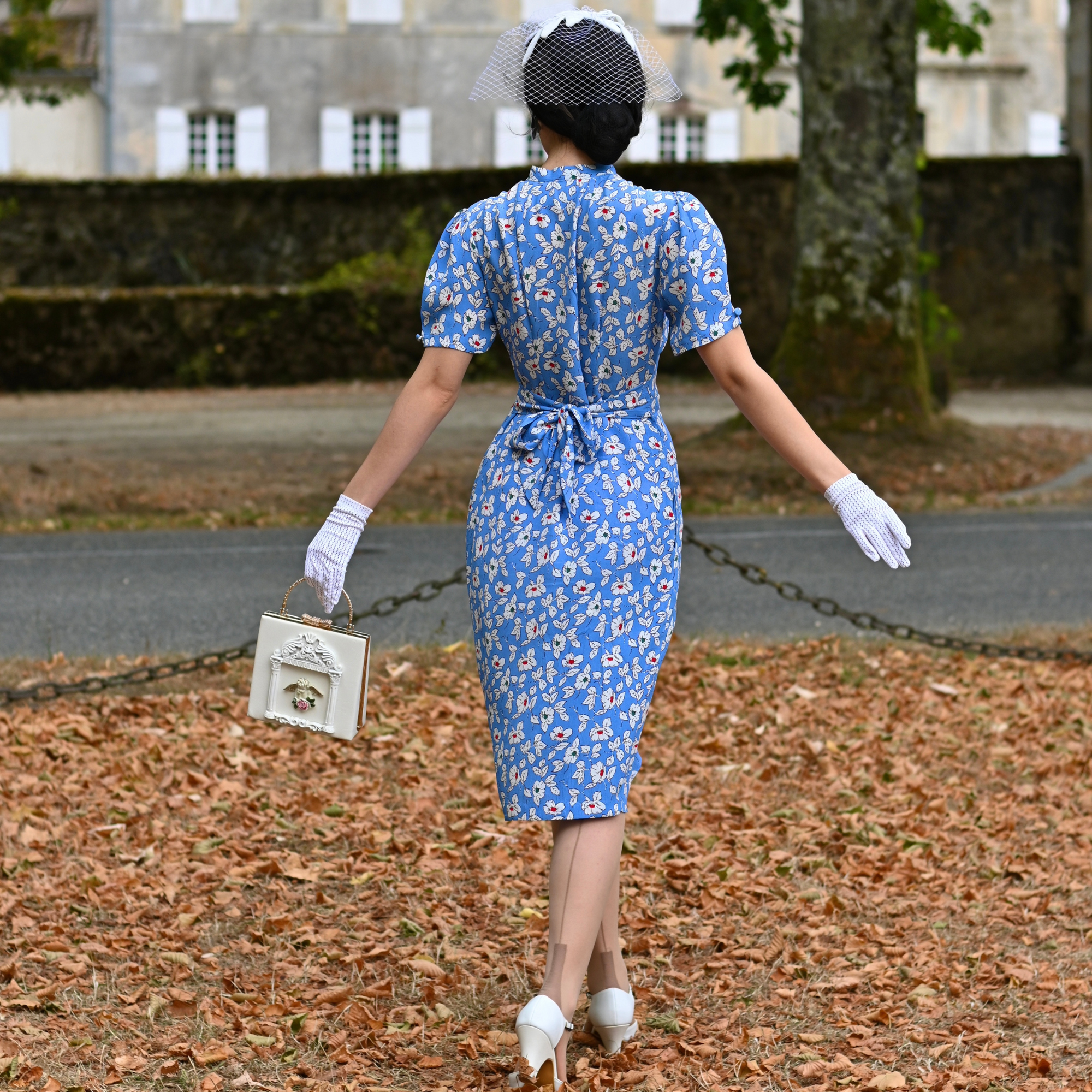 Mabel Waterfall Dress in Palace Pansy