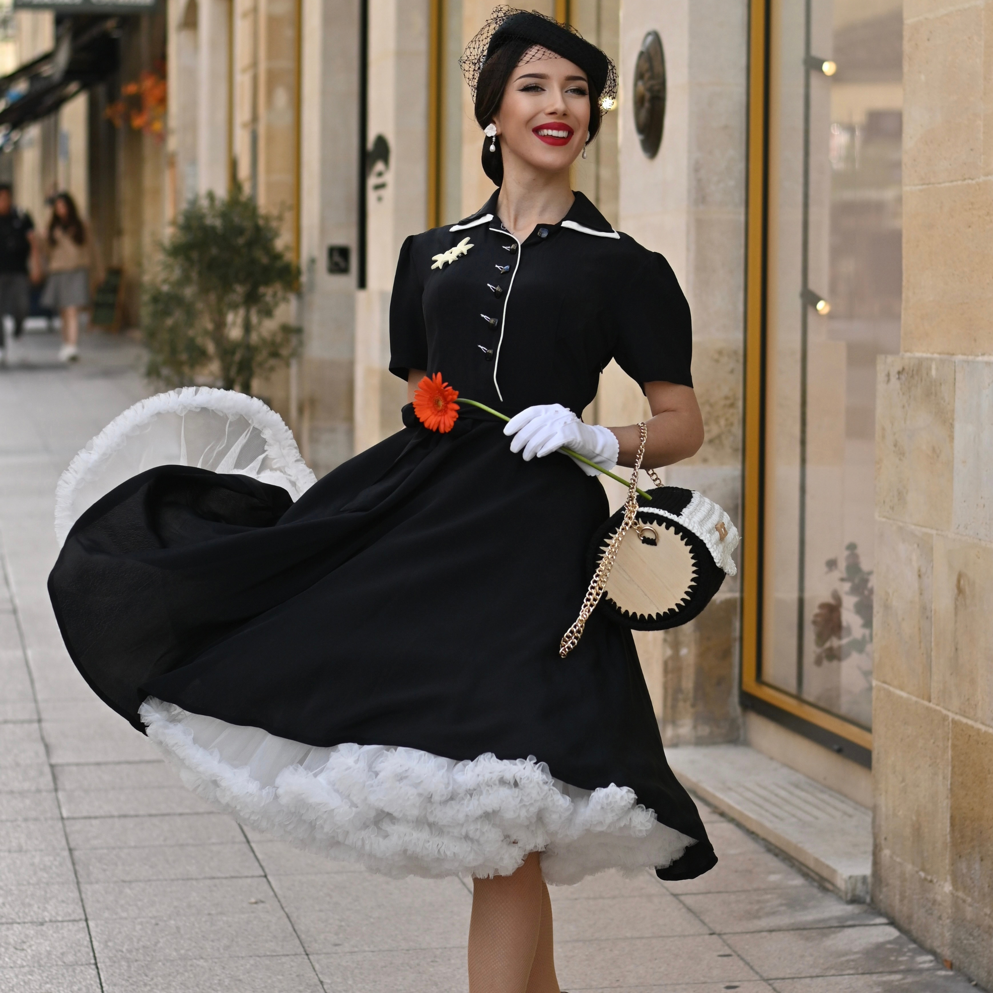 Mae Tea Dress in Liquorice Black