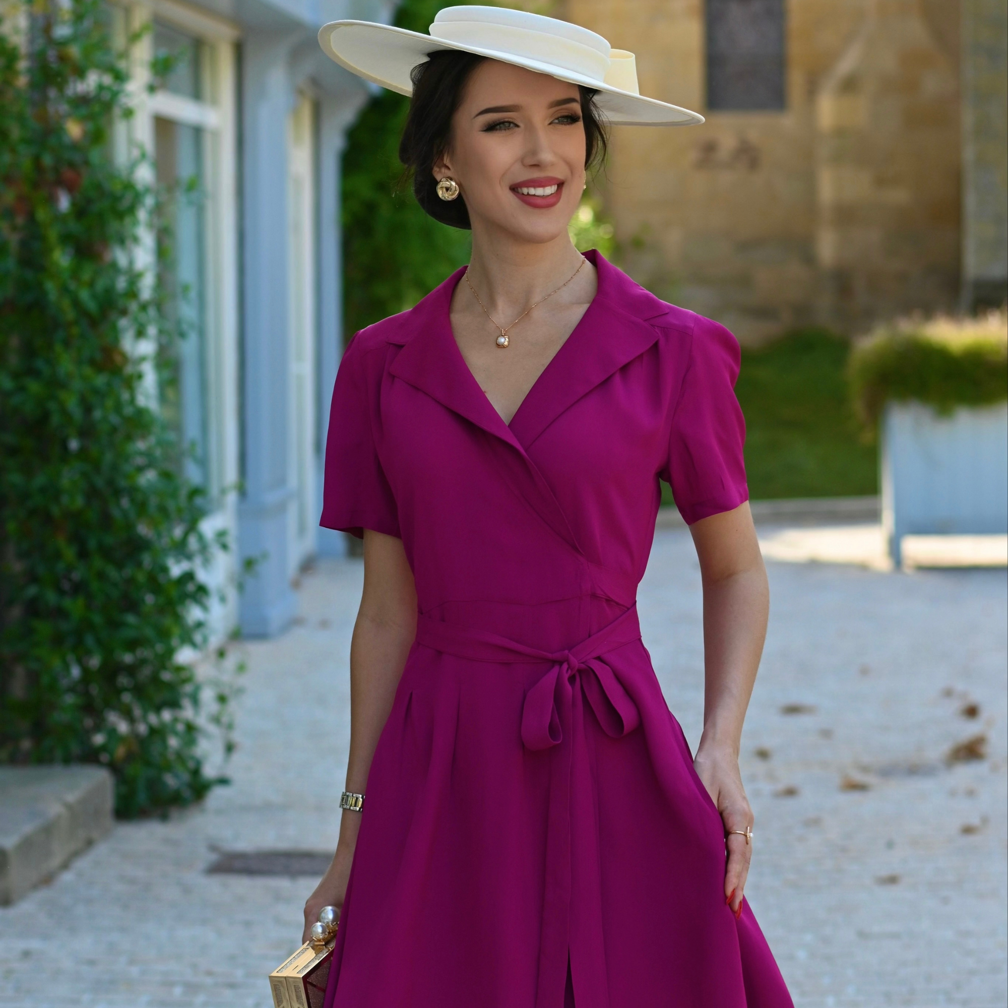 Peggy Wrap Dress in Mulberry