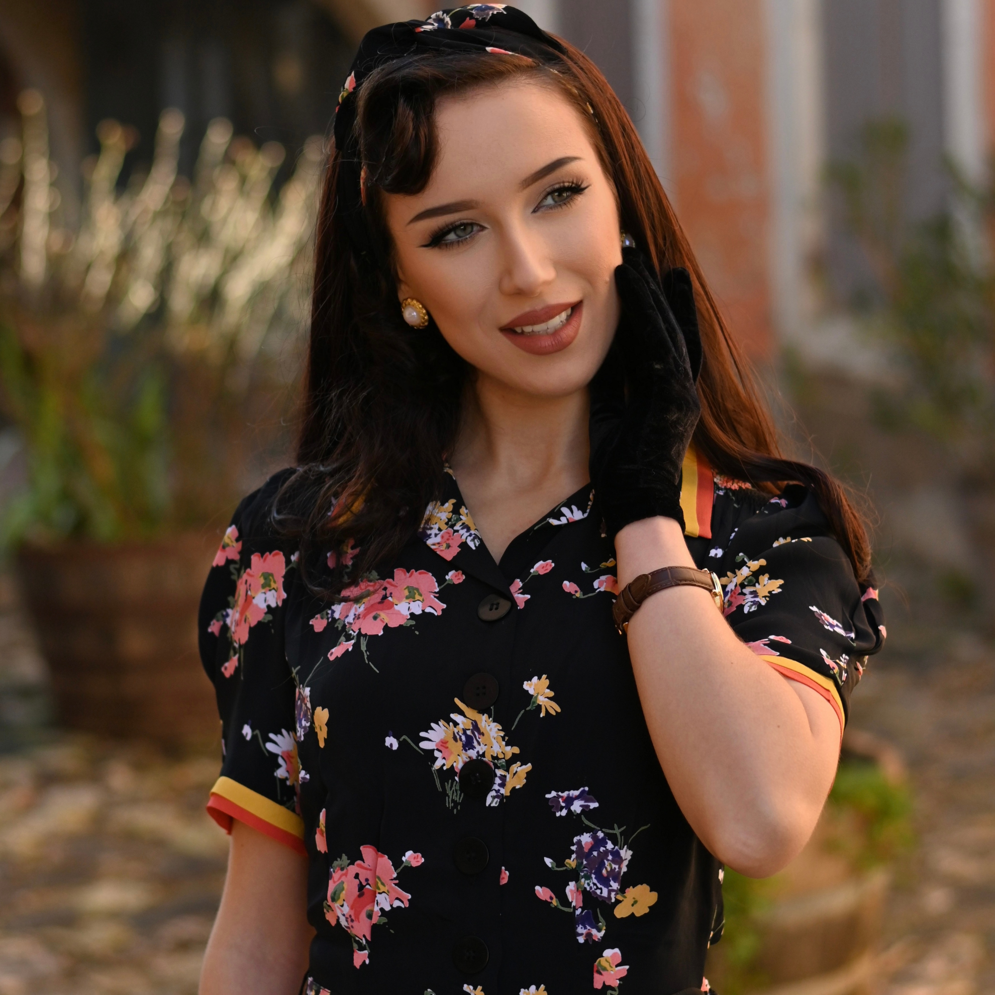 Roma Dress in Black Mayflower