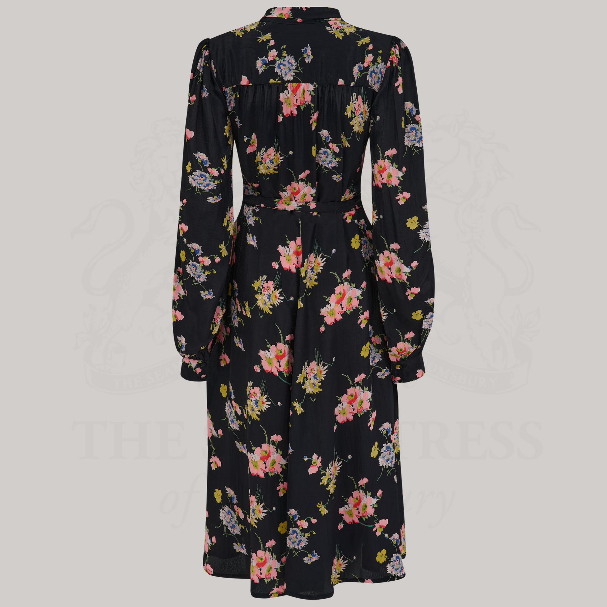 Eva Pussy Bow Dress in Black Mayflower