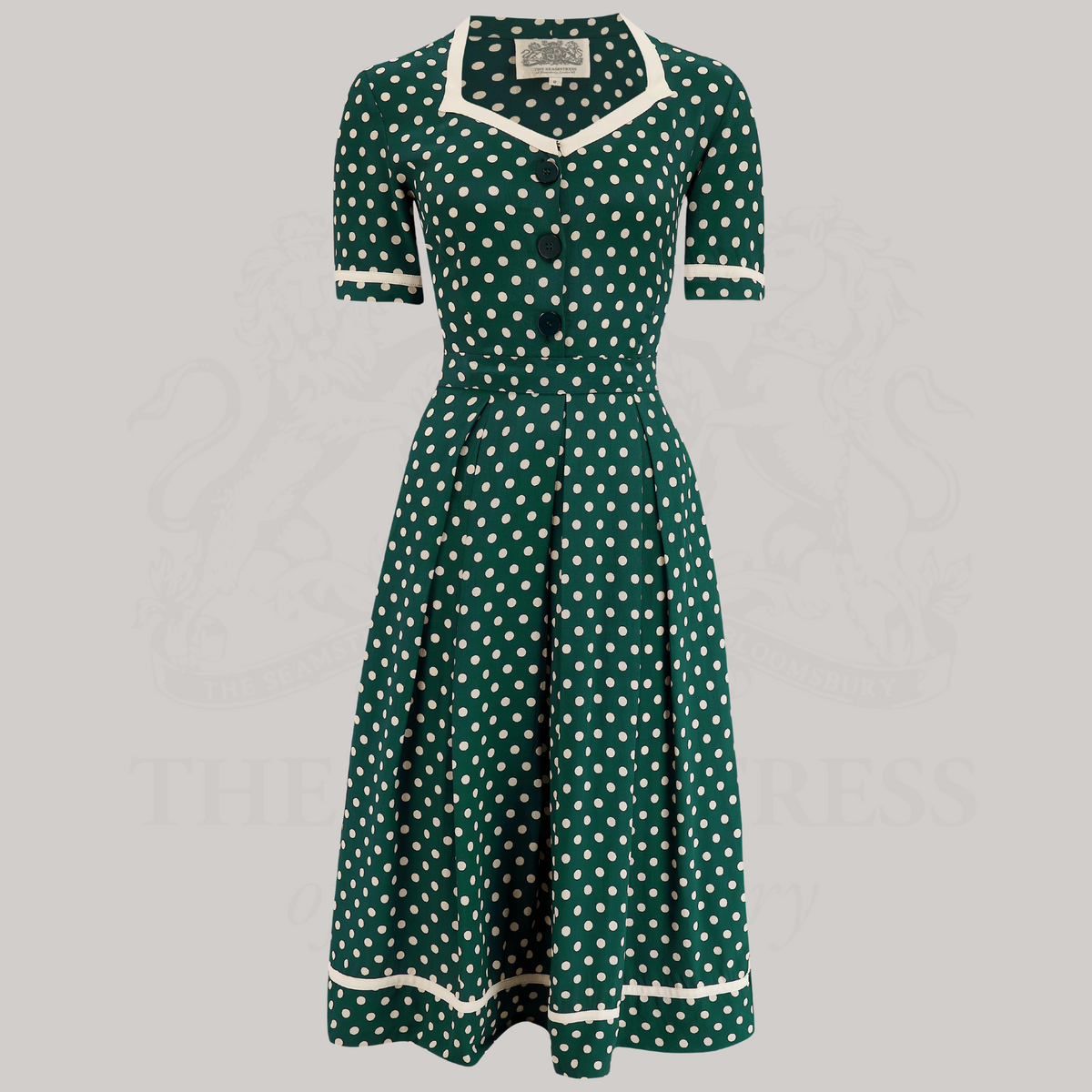 Francoise Dress in Green Polka