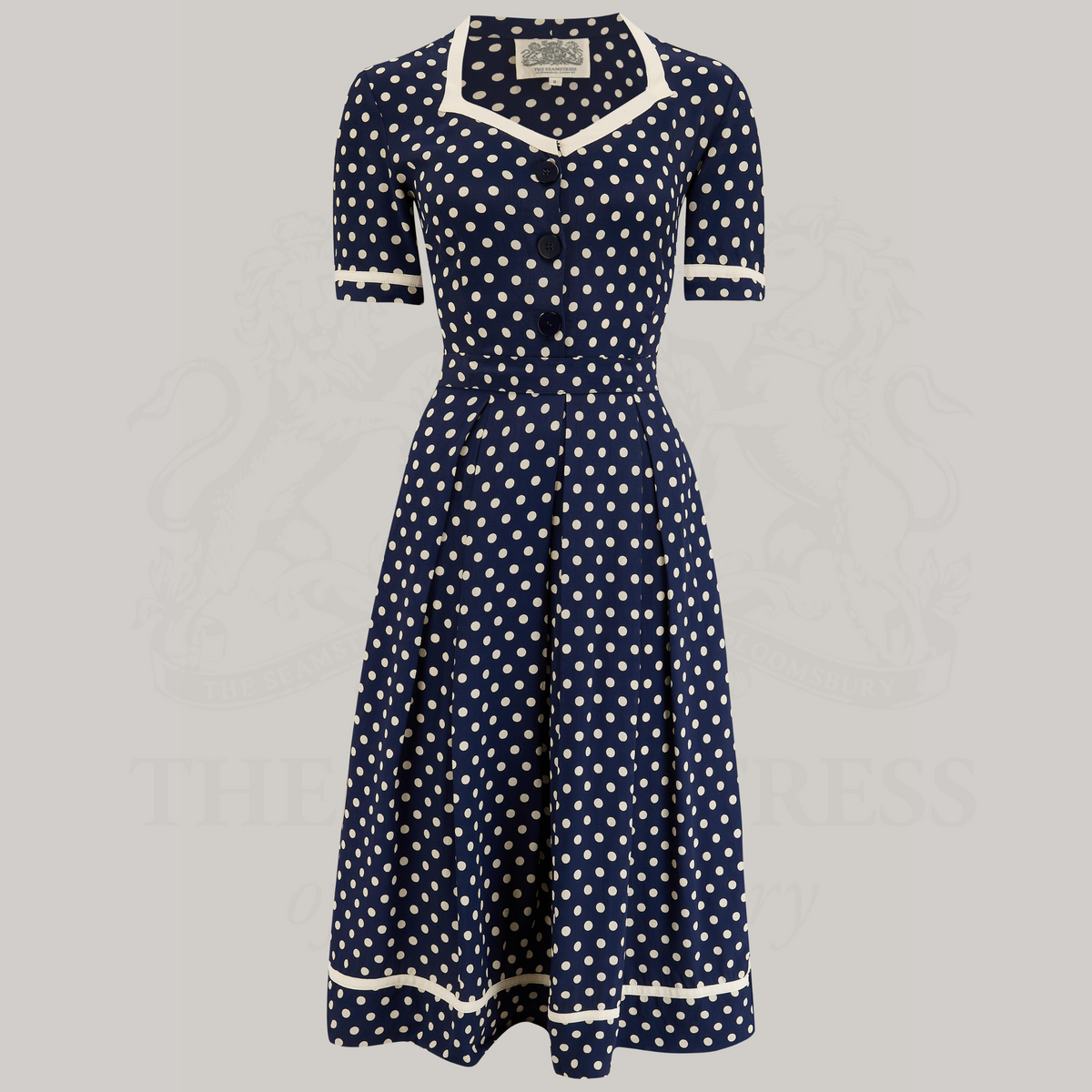 Francoise Dress in Navy Polka