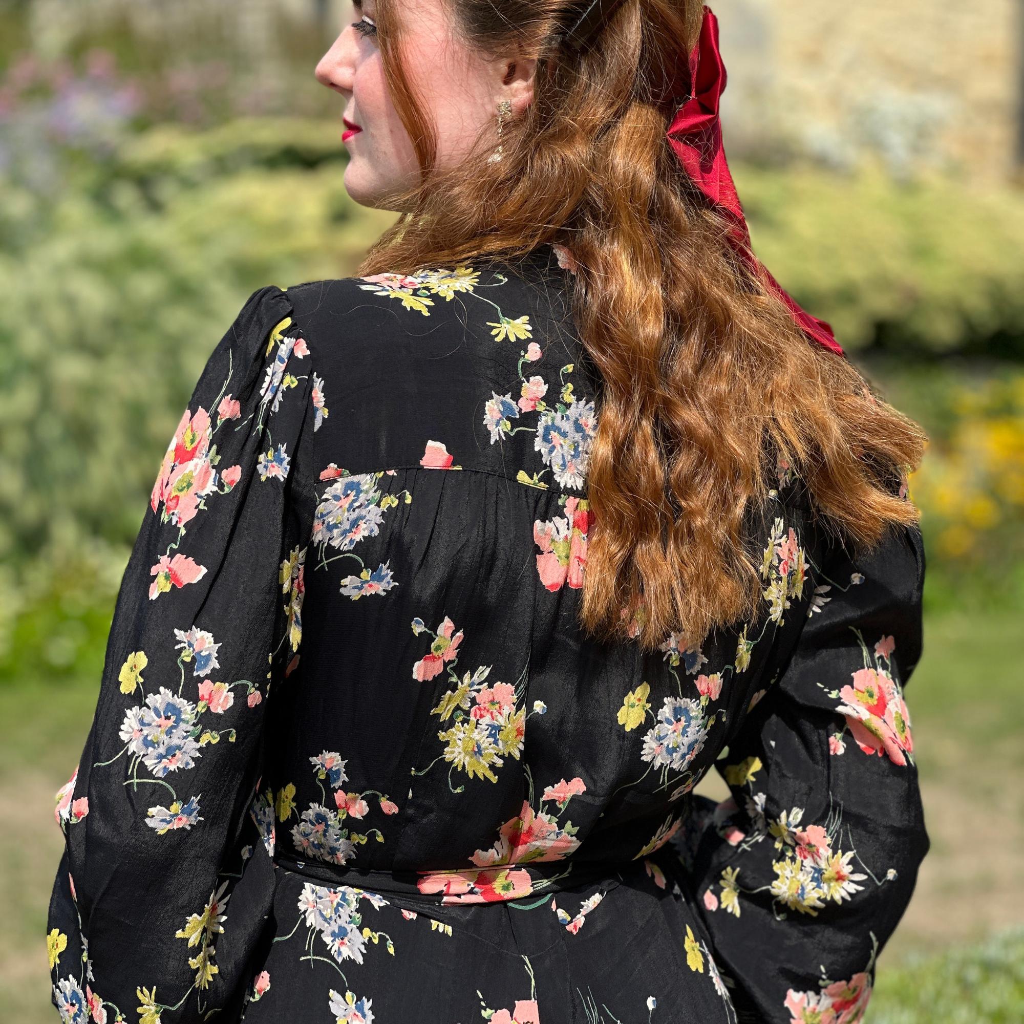 Eva Pussy Bow Dress in Black Mayflower