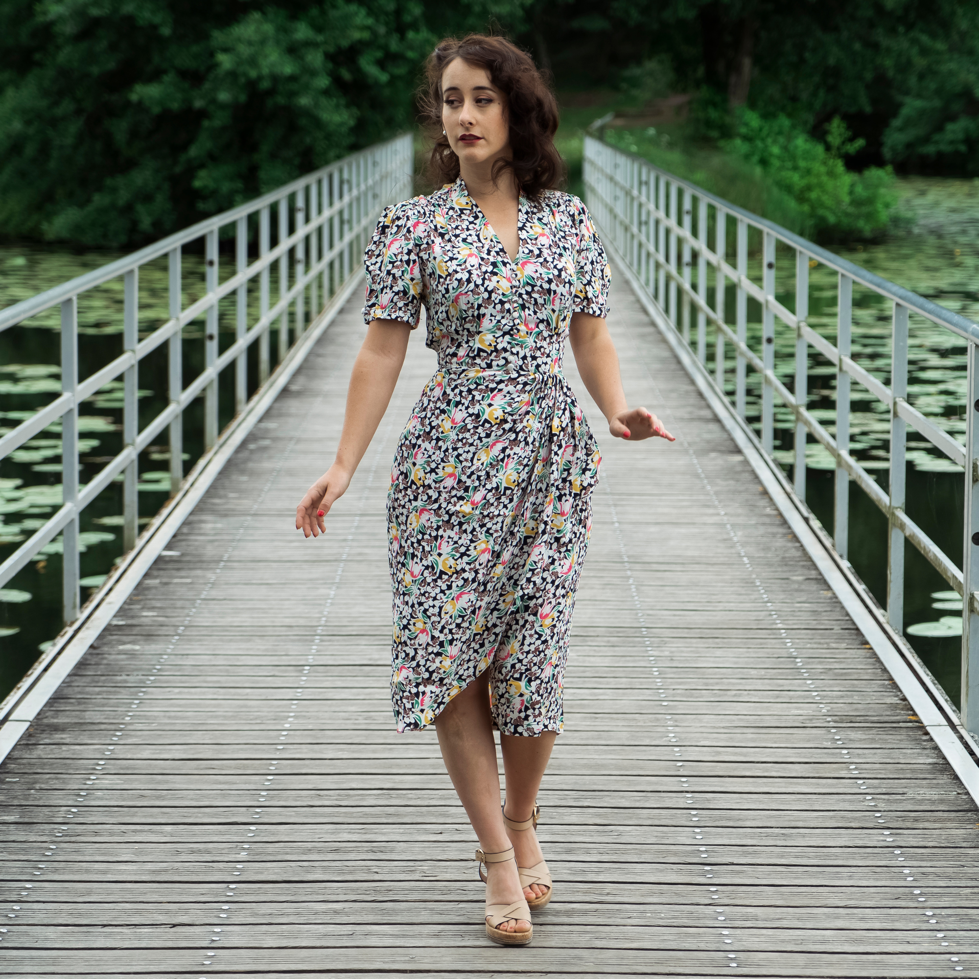 Mabel Waterfall Dress in Tulip Print