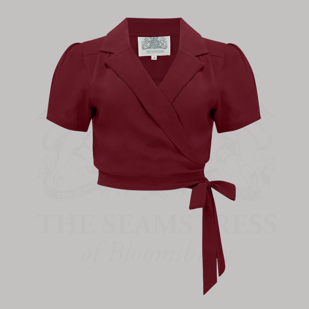 Greta Wrap Blouse in Windsor Wine