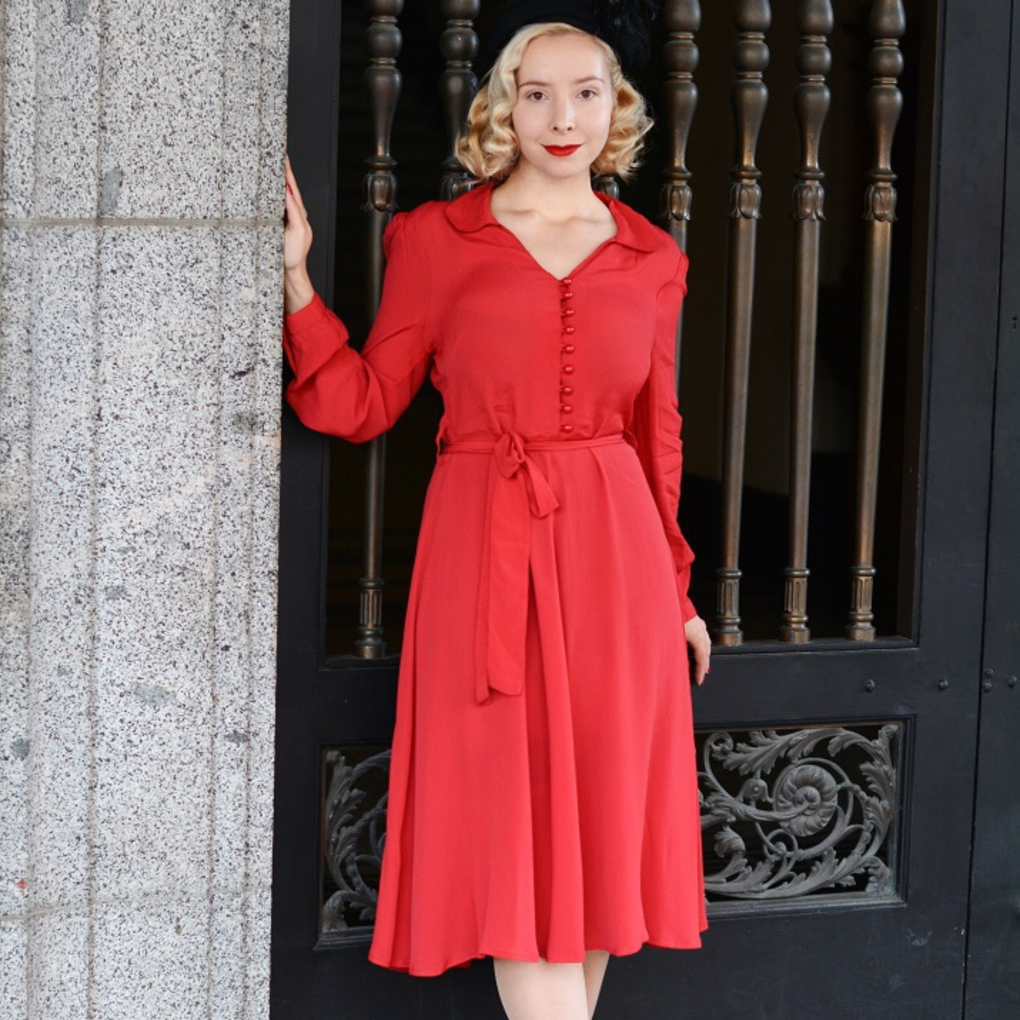 Clarice Dress in Lipstick Red