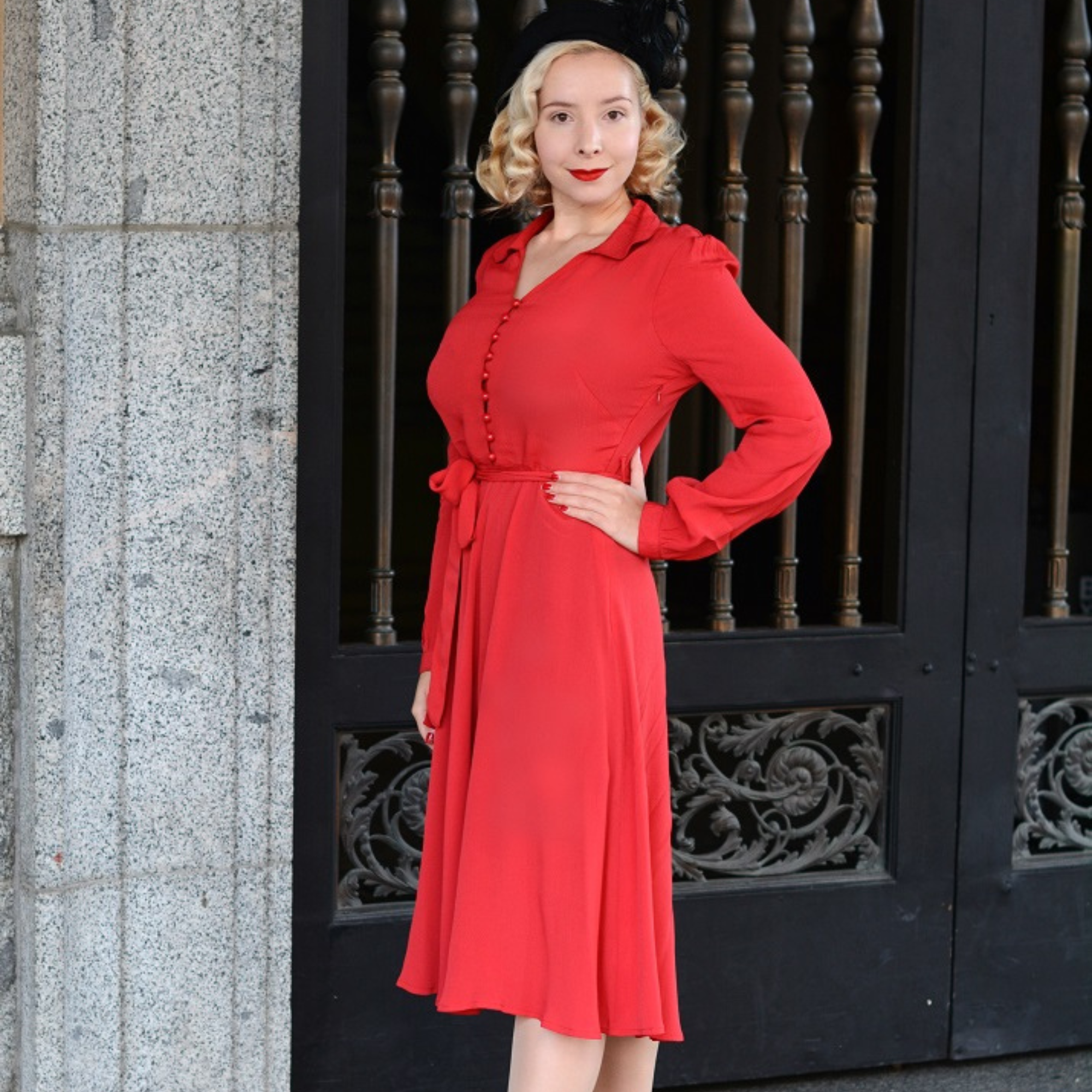 Clarice Dress in Lipstick Red