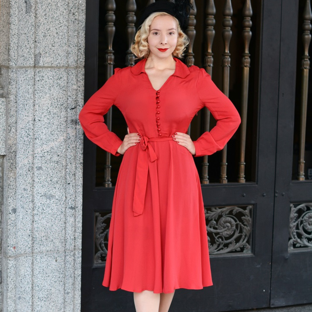 Clarice Dress in Lipstick Red