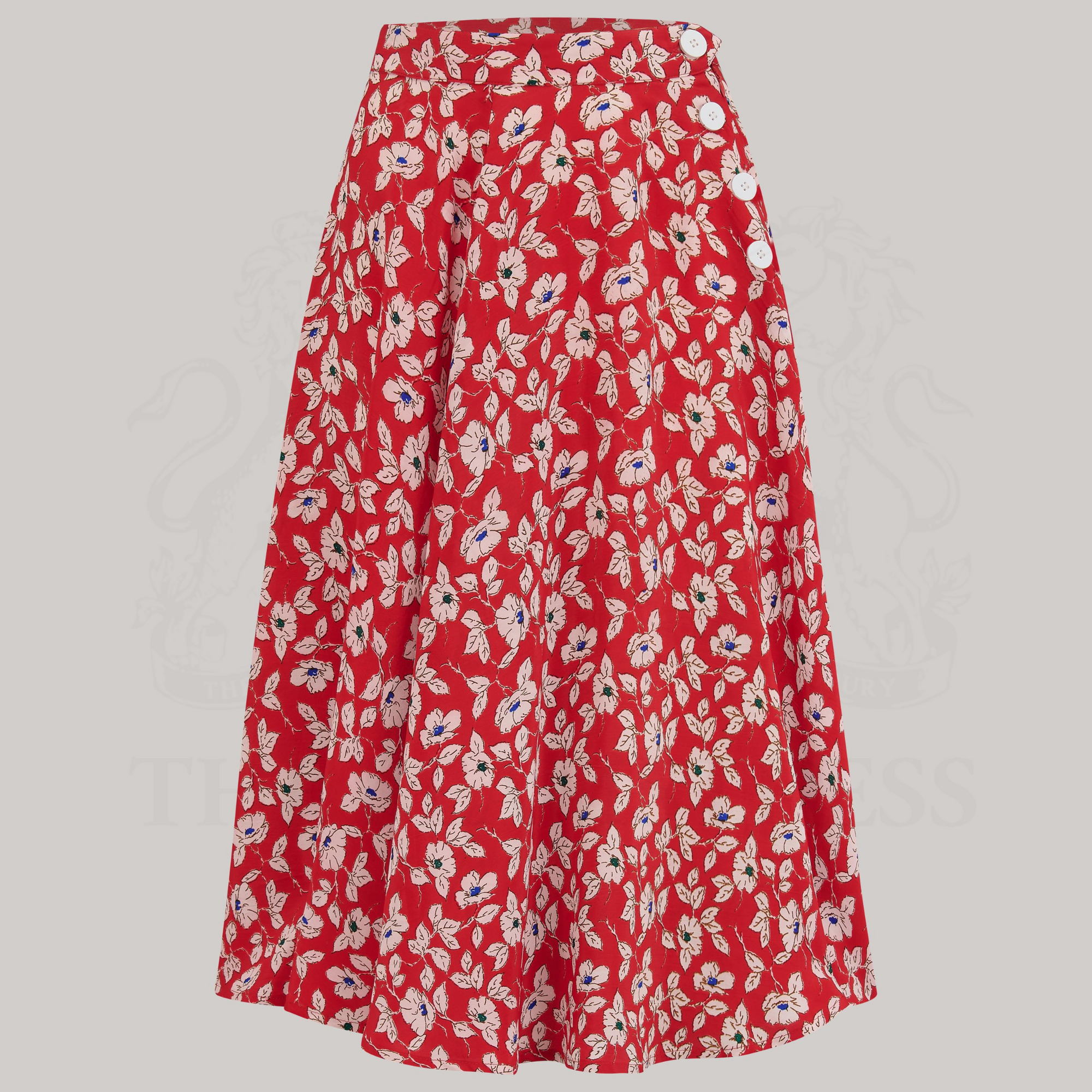 Isabelle Skirt in Red Pansy