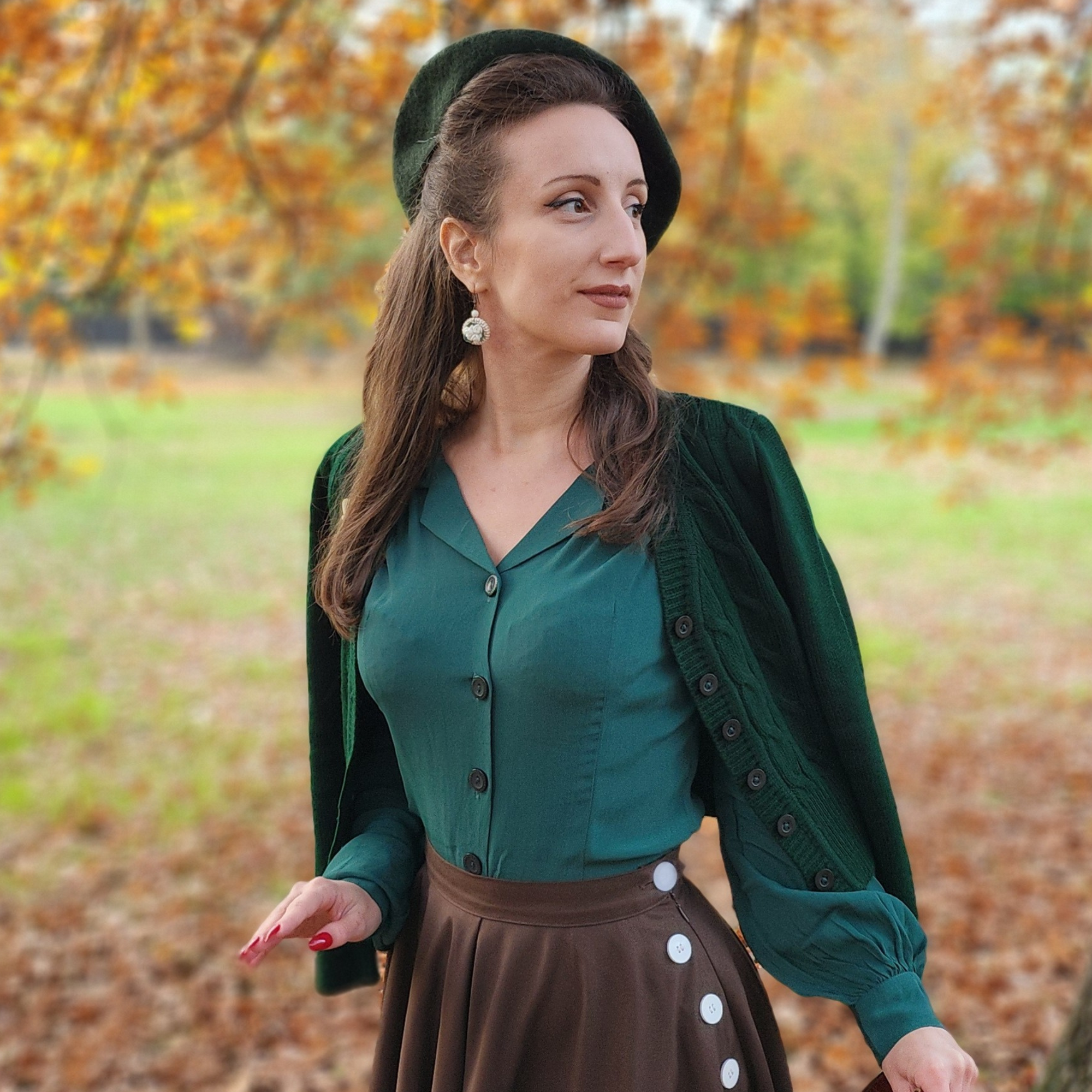 Cable Knit Cardigan in Green